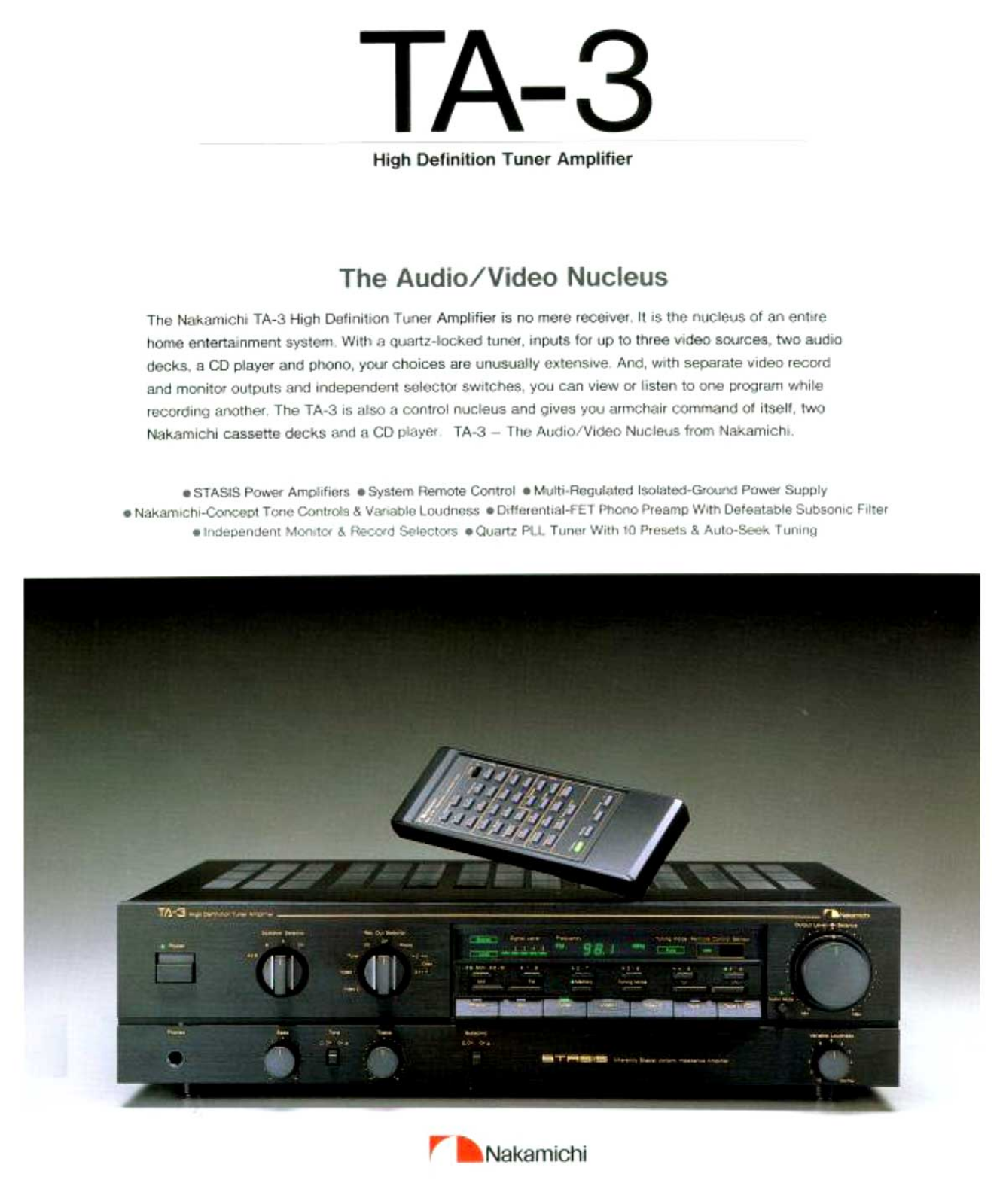 Nakamichi TA-3 Brochure