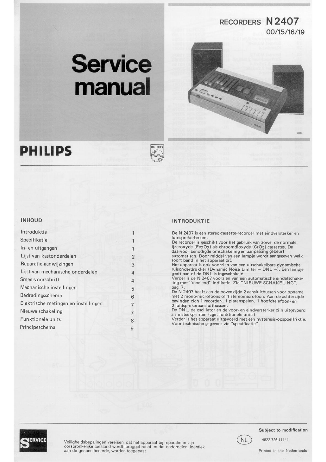 Philips N-2407 Service Manual