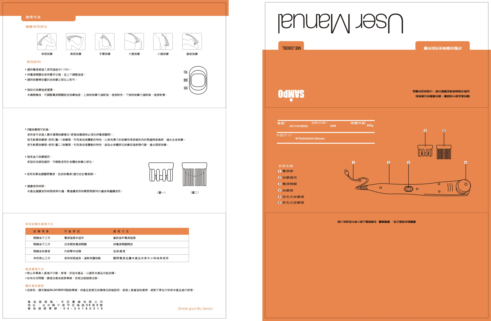 SAMPO ME-D806L User Manual