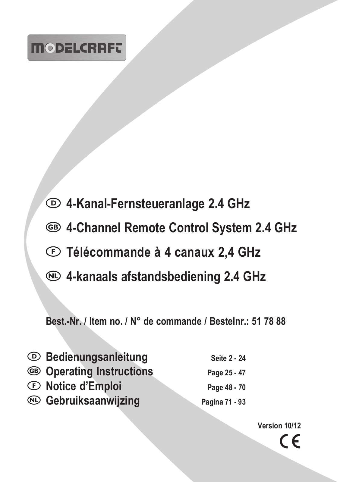 Modelcraft 51 78 88 Operating instructions