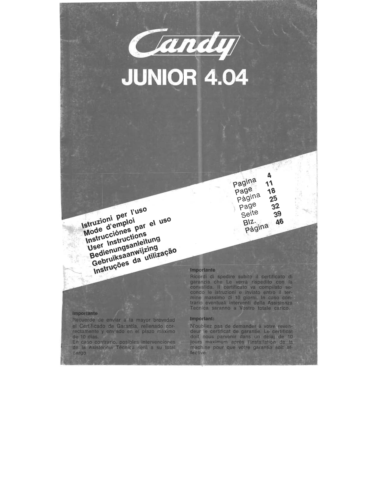 Candy JUNIOR 404 User Manual