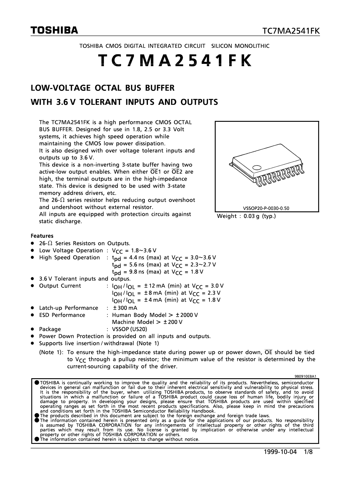 Toshiba TC7MA2541FK Datasheet