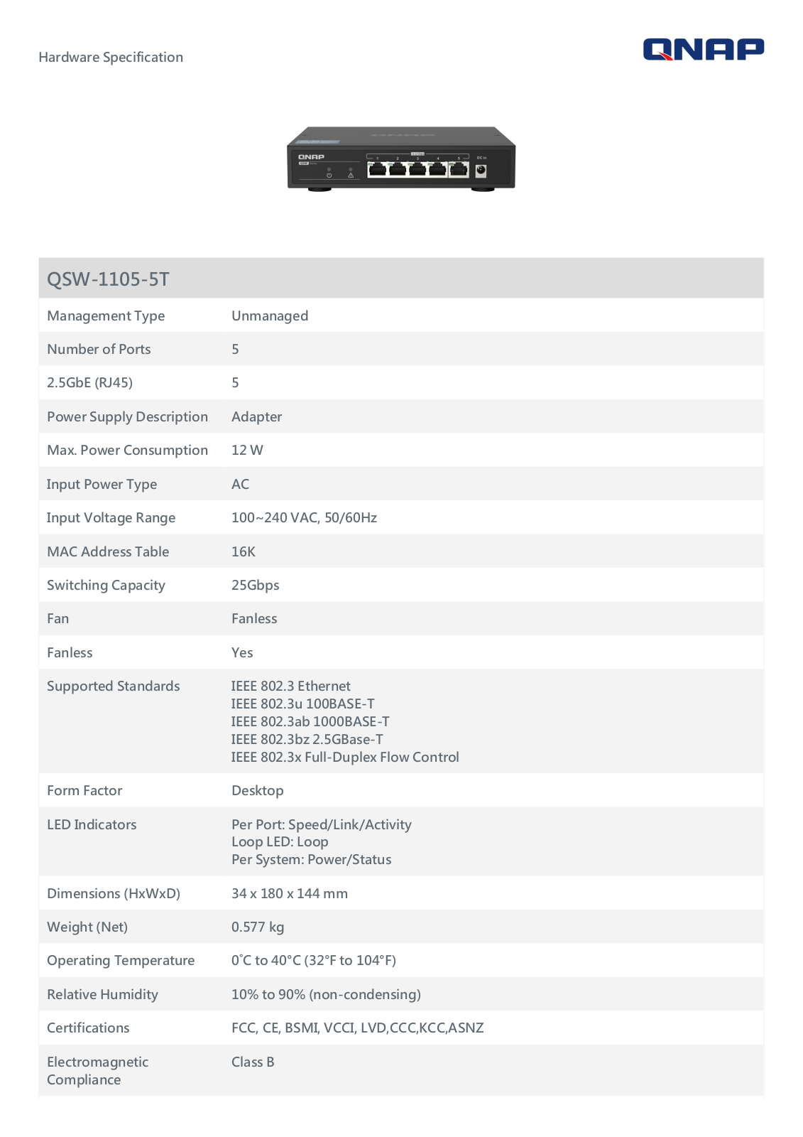 QNAP QSW-1100 User Manual