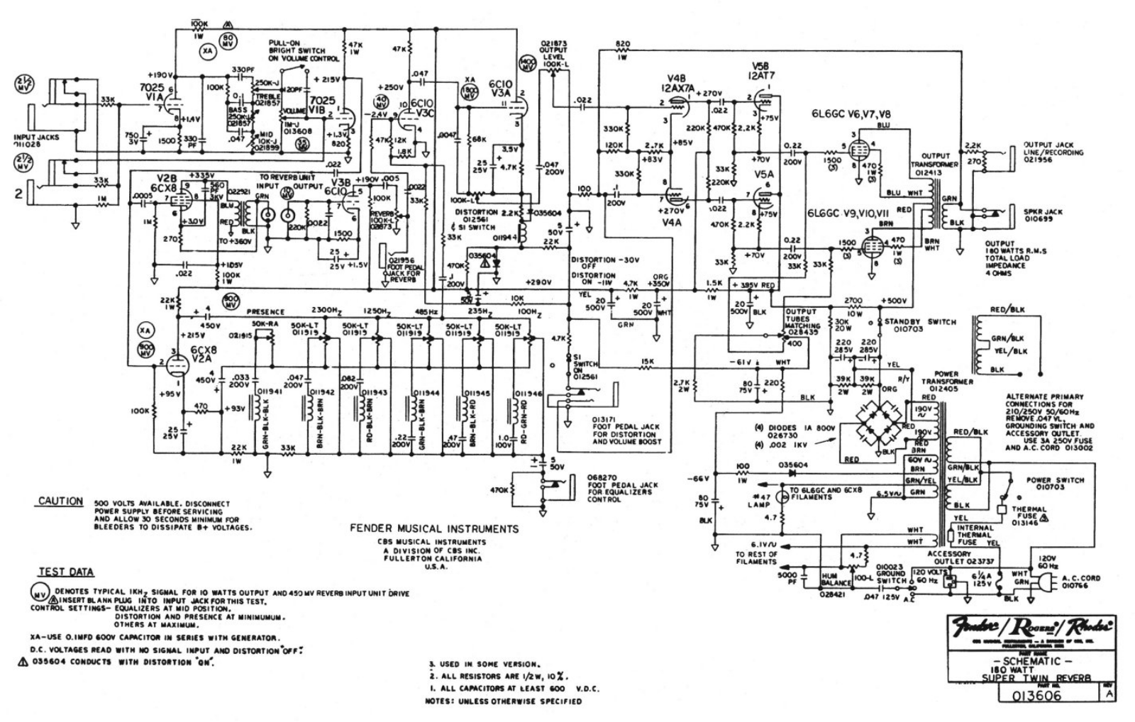 Fender SuperTwinSF100 Schematic - ManualMachine.com