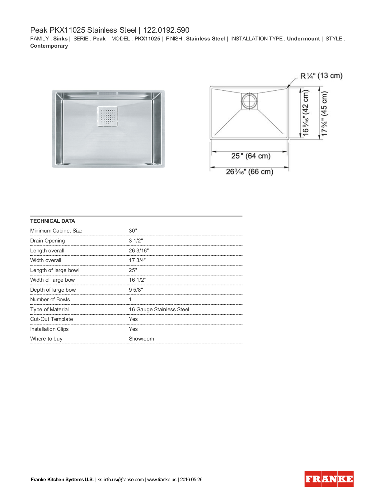 Franke FKX1556 Dimensions - ManualMachine.com