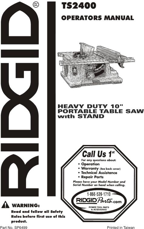 RIDGID TS 2400 User Manual