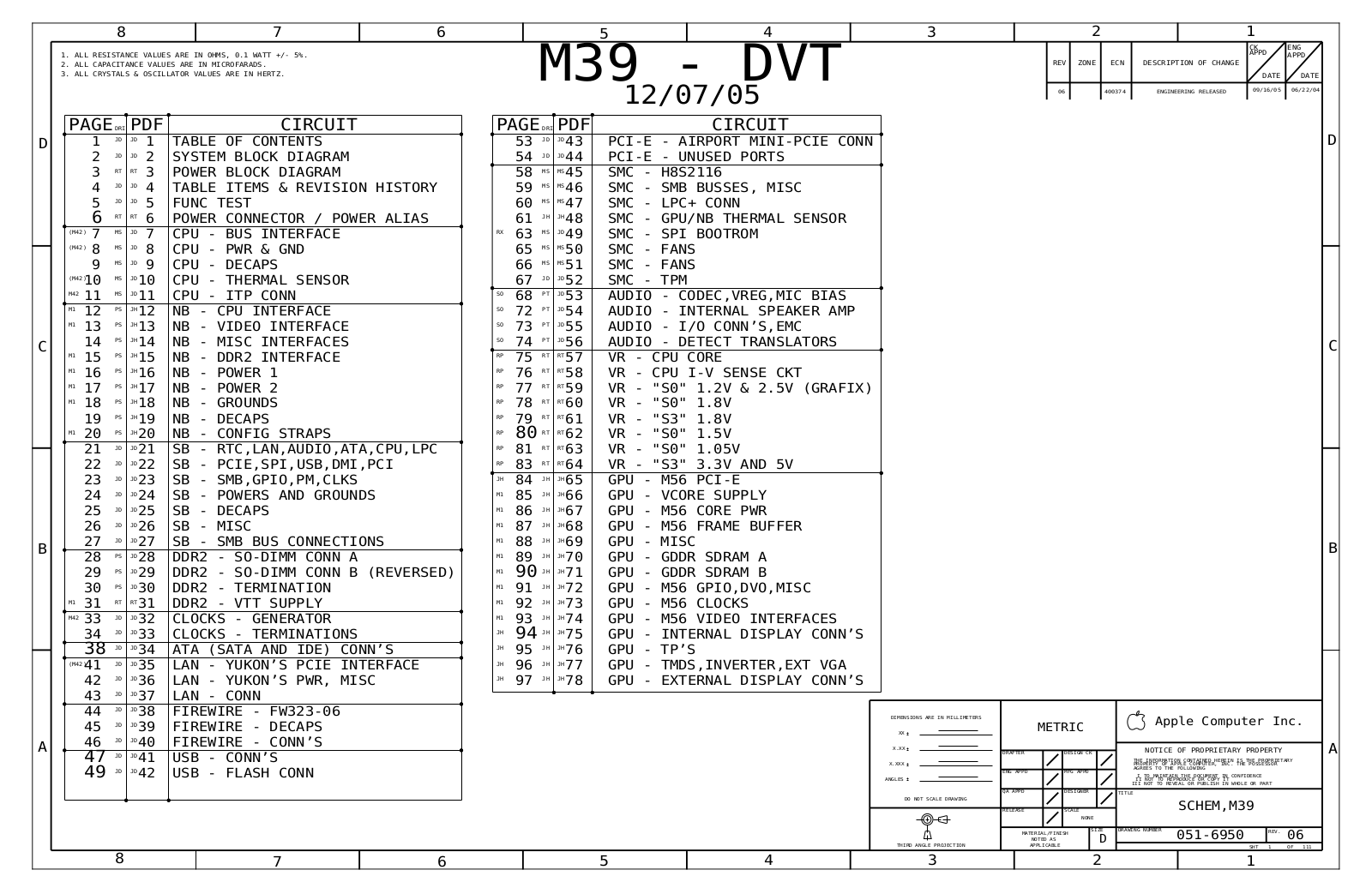 Apple iMAC G5 iSight M39-DVT 051-6950  07.12.2005 Rev06 Schematic