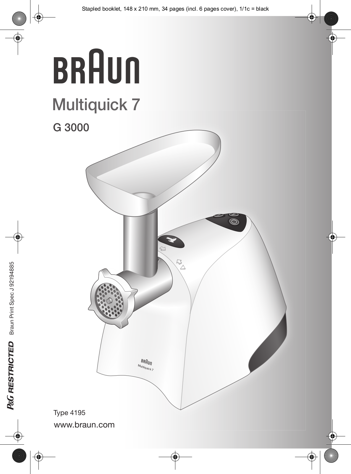 Braun G3000 Owner's Manual