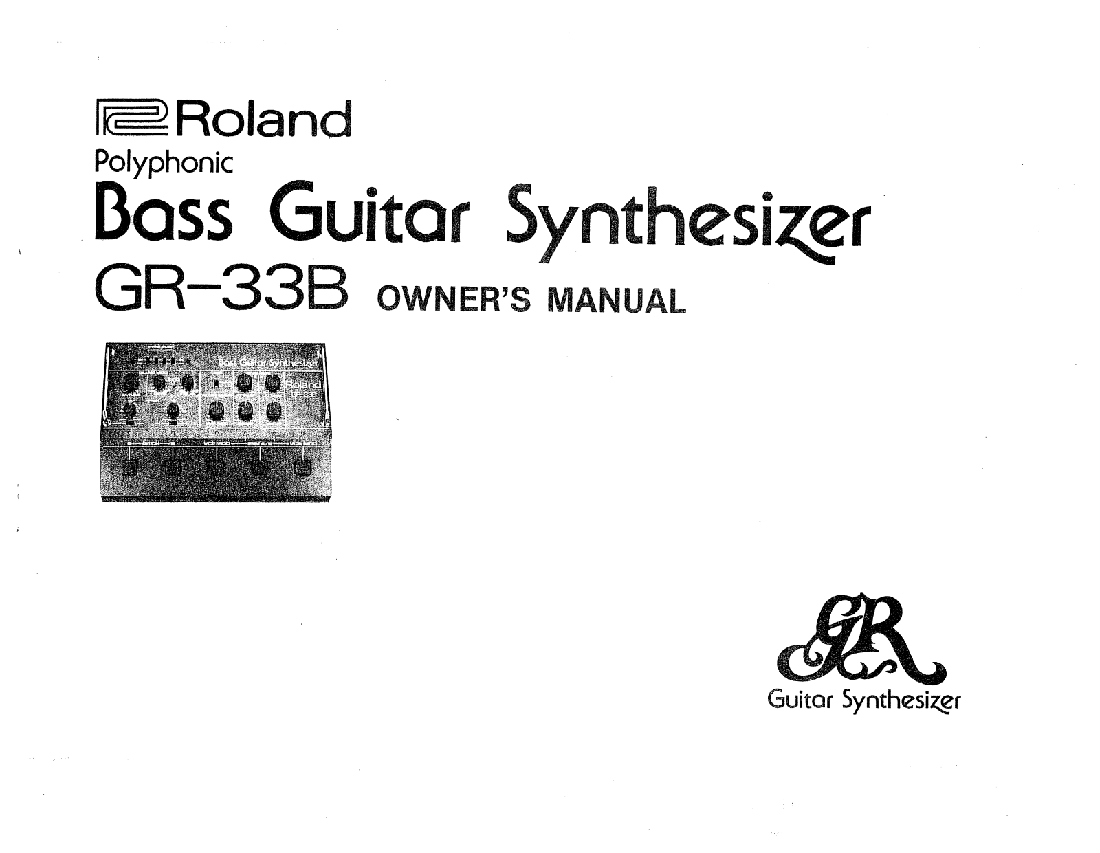 Roland Corporation GR-33B Owner's Manual