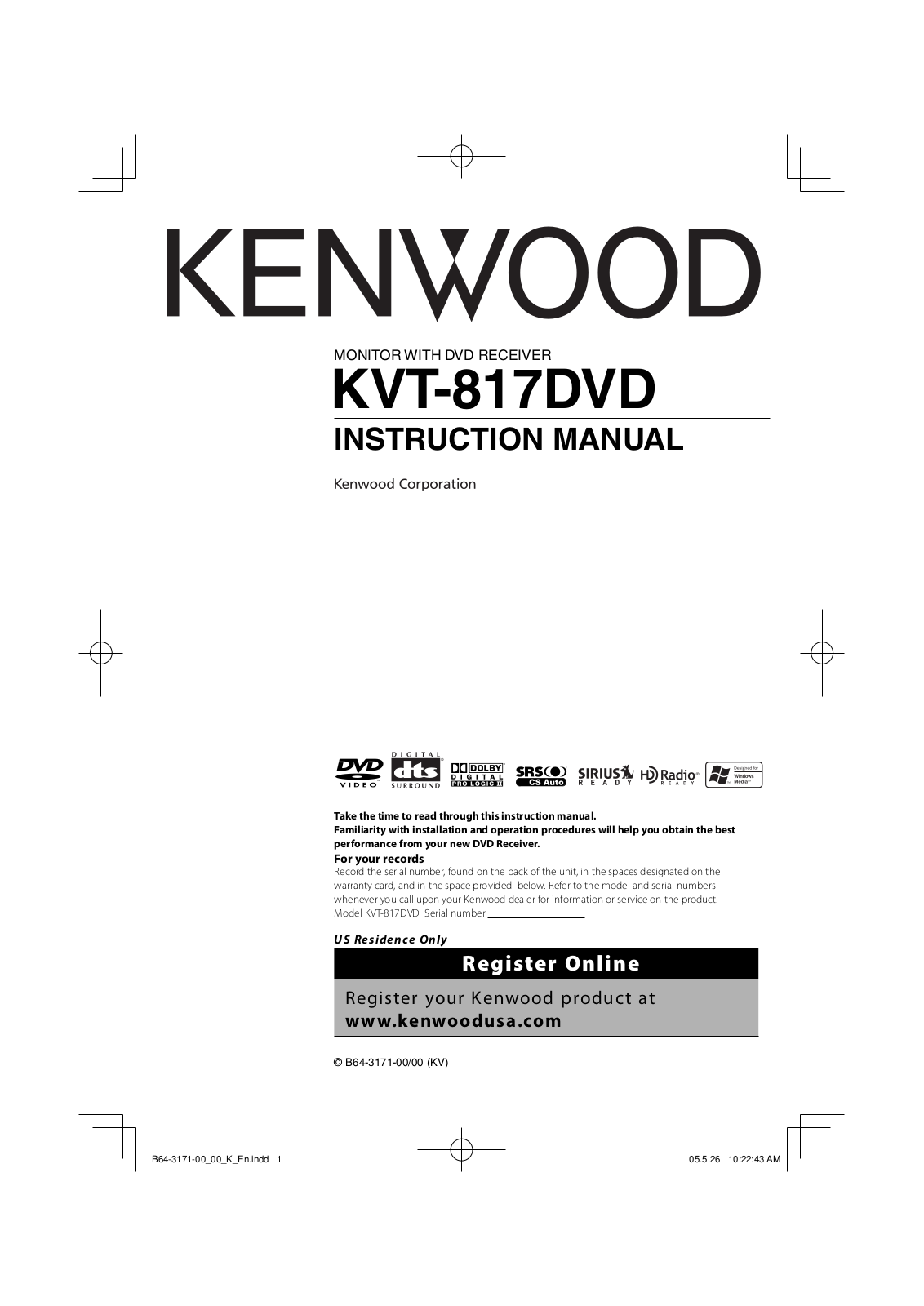 Kenwood KVT-817DVD User Manual 2