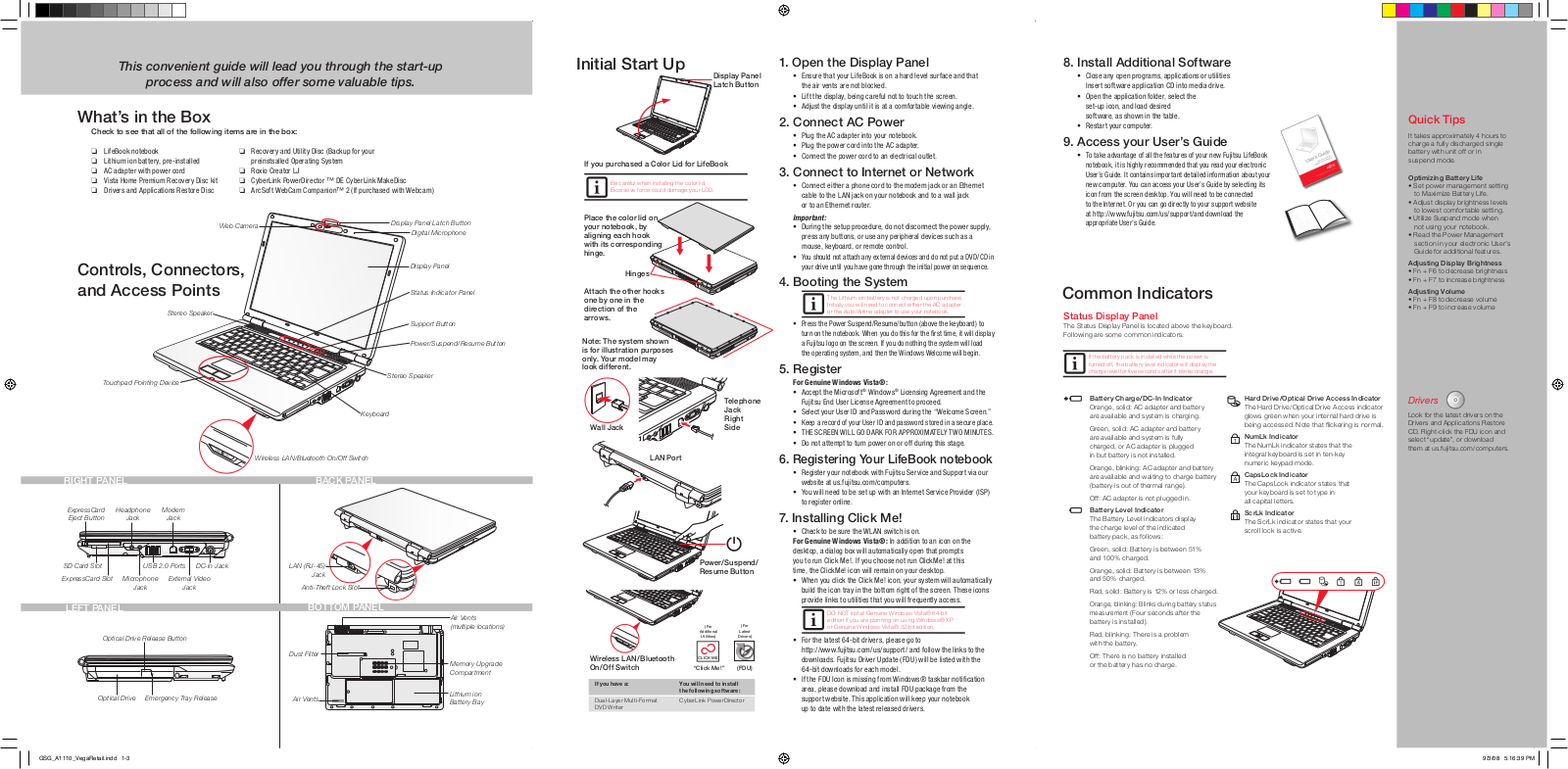 Fujitsu Lifebook A1110 Getting Started Guide