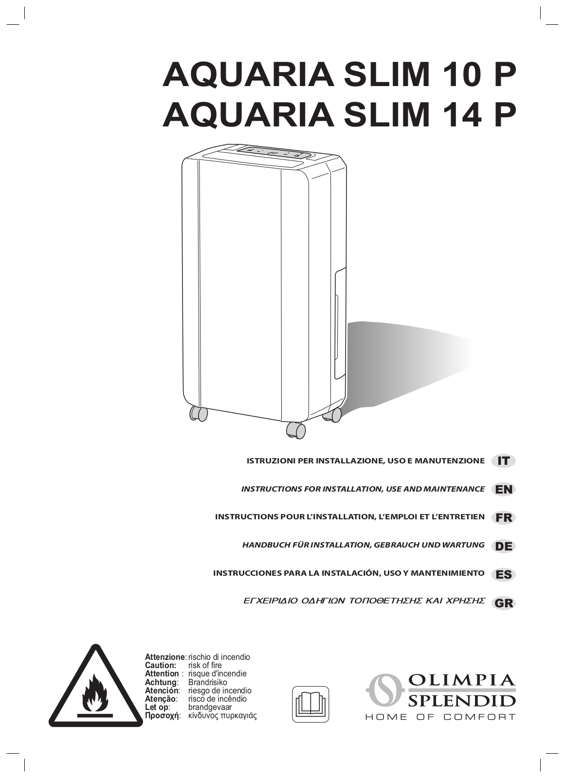 Olimpia splendid AQUARIA SLIM 14 P, AQUARIA SLIM 10 P Maintenance Manual