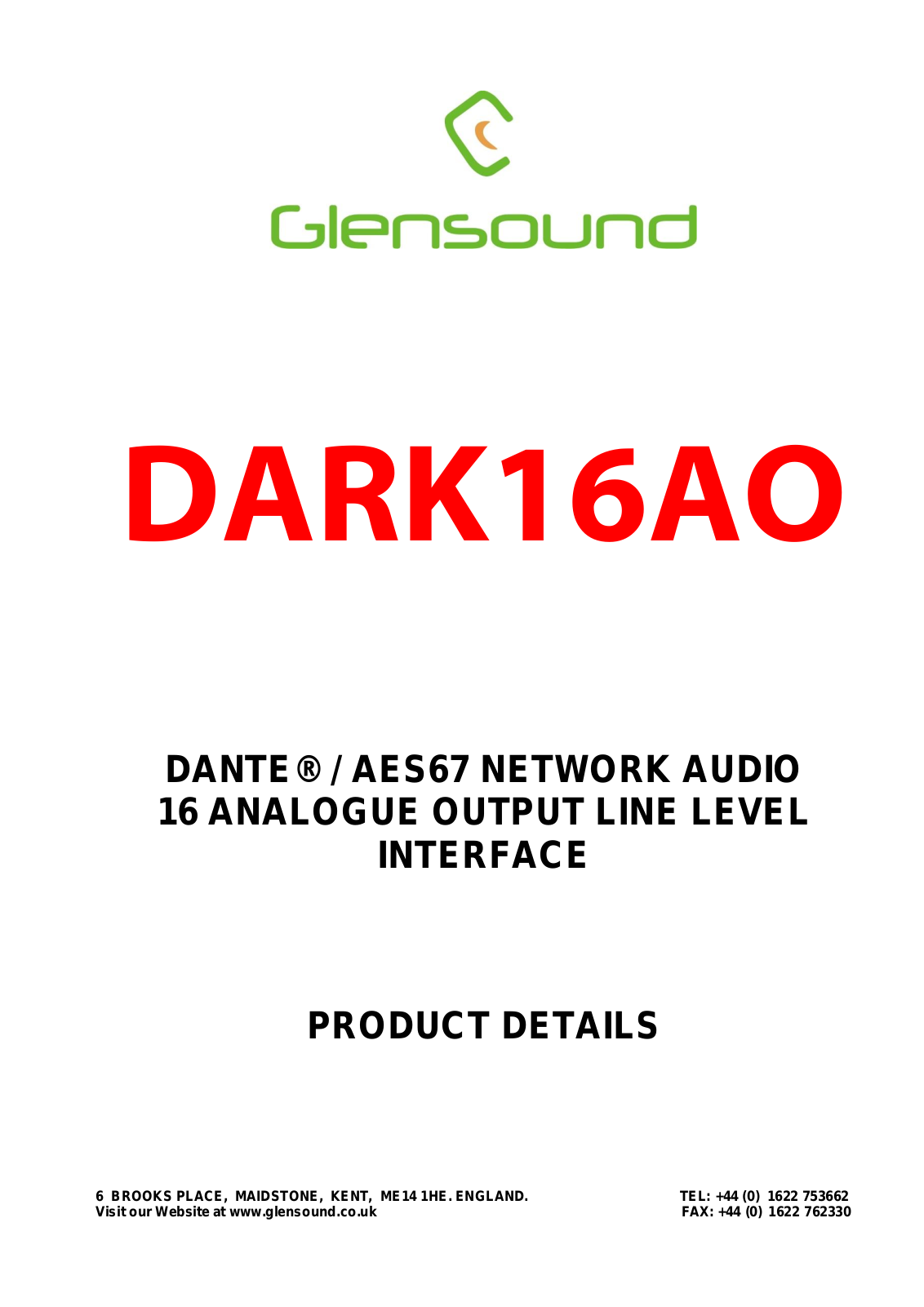 Glensound DARK16AO User guide - ManualMachine.com