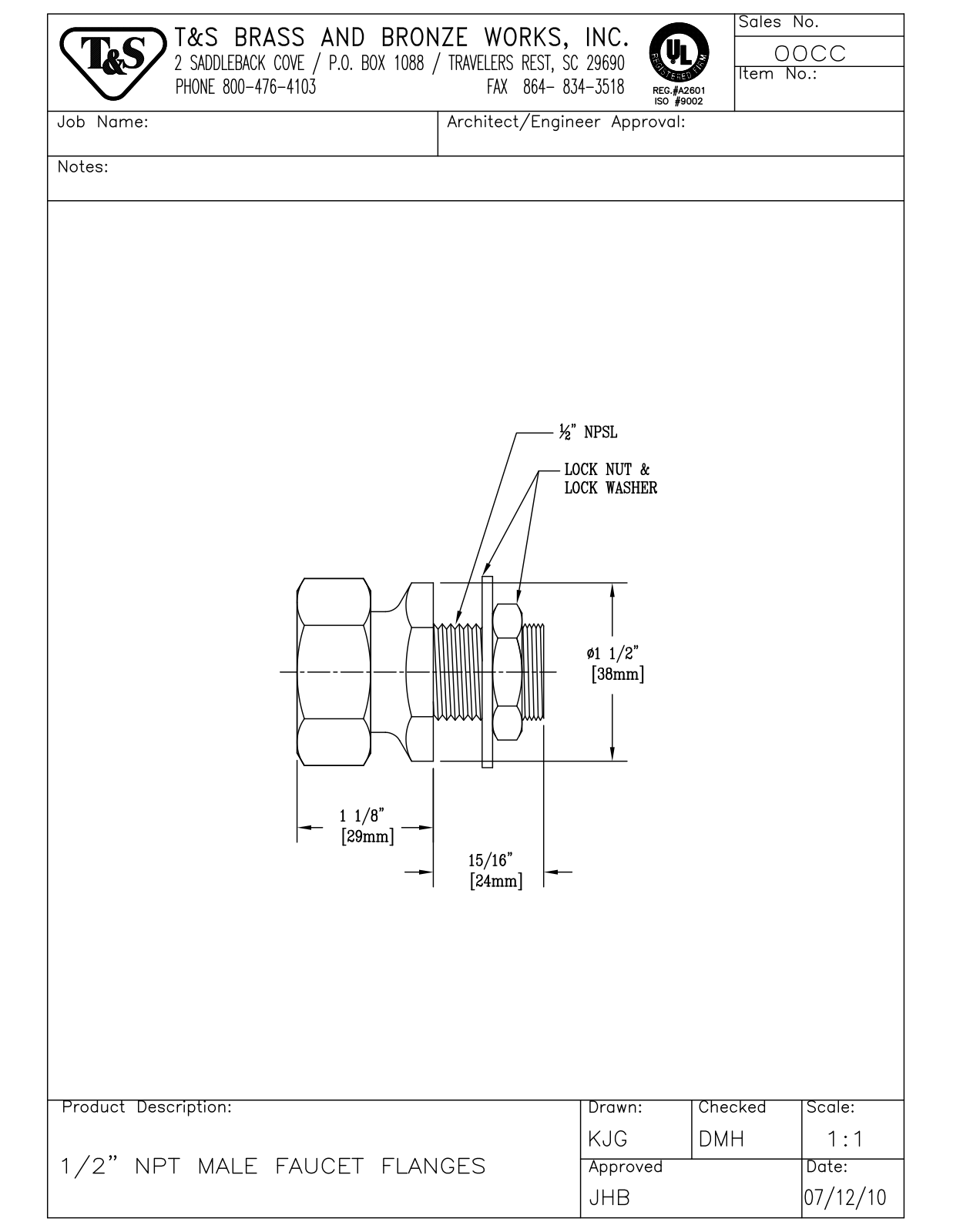 T&S Brass 00CC User Manual