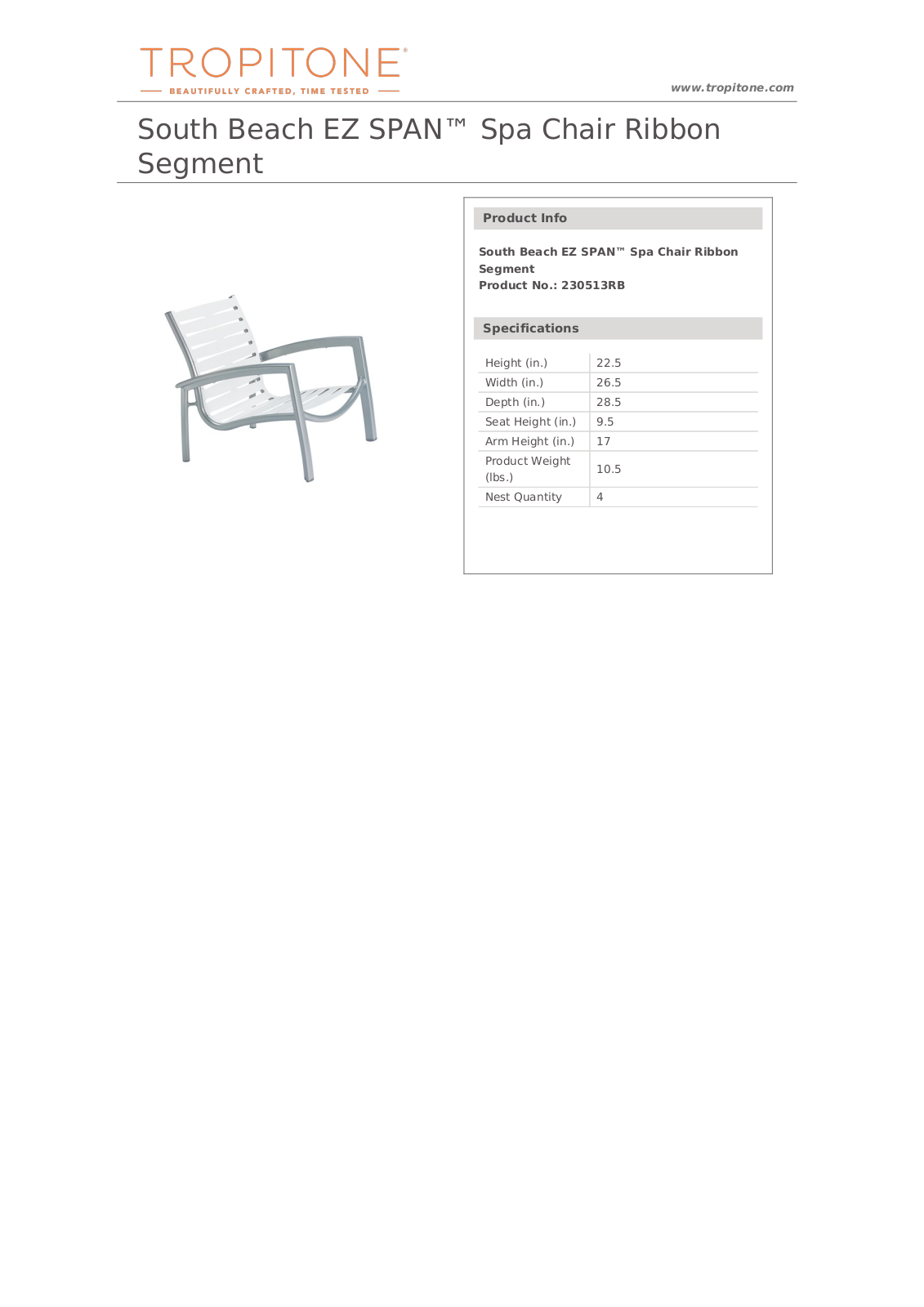 Tropitone TR3161 Dimensions - ManualMachine.com