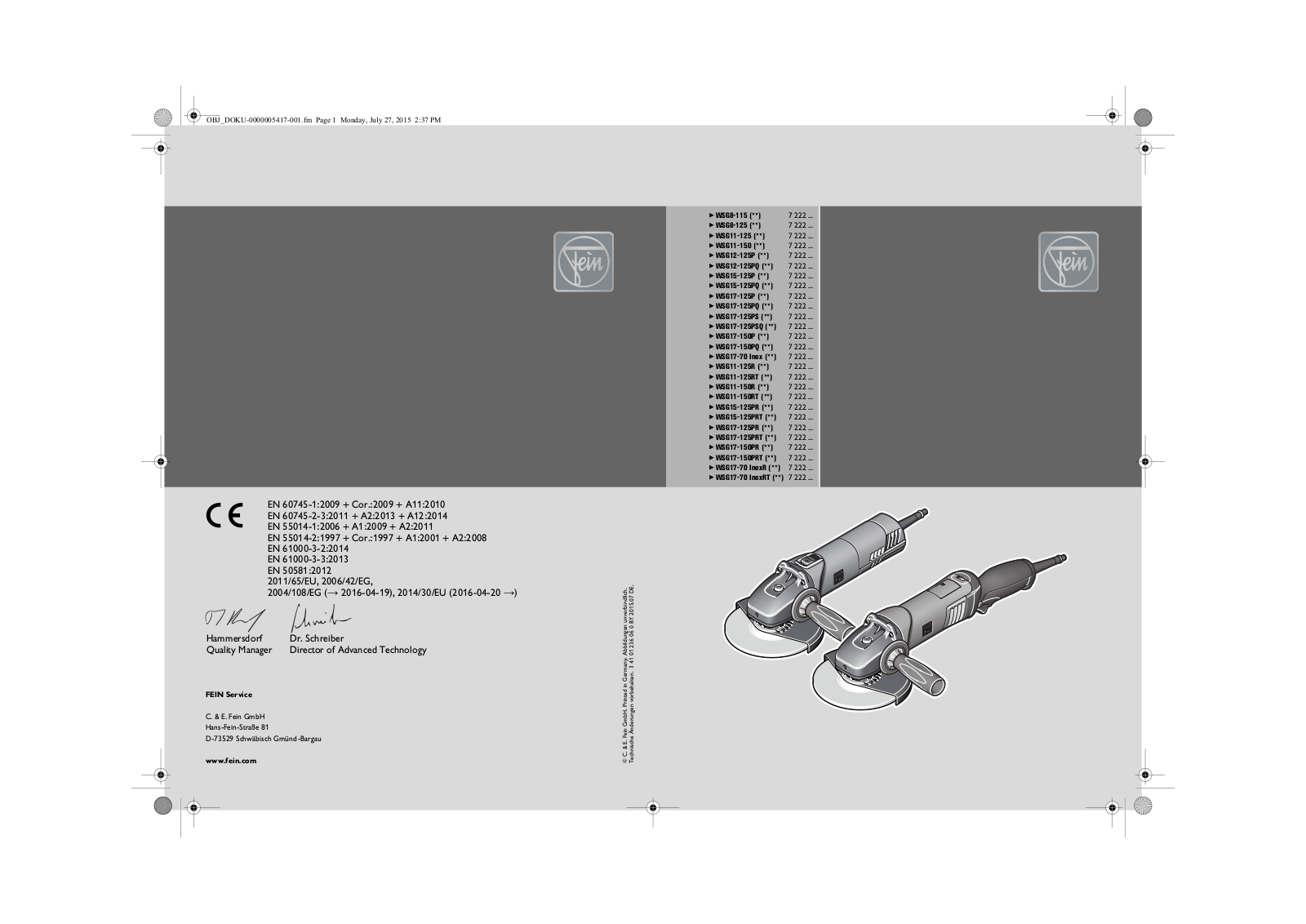 Fein 72221860000 Service Manual