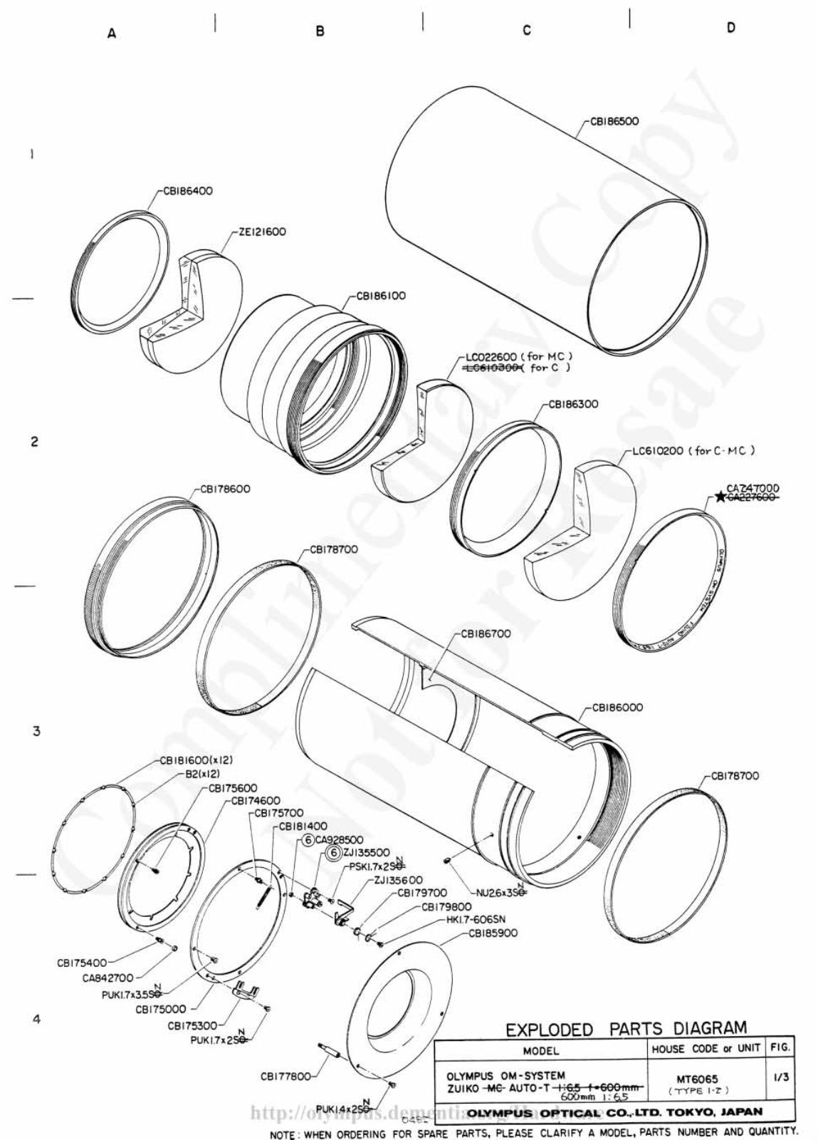 OLYMPUS 600mm f6.5 Service Manual