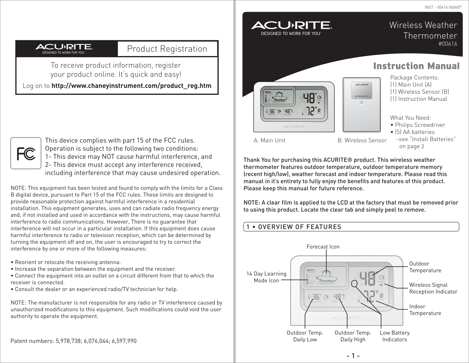 Acu-Rite 00616 User Manual