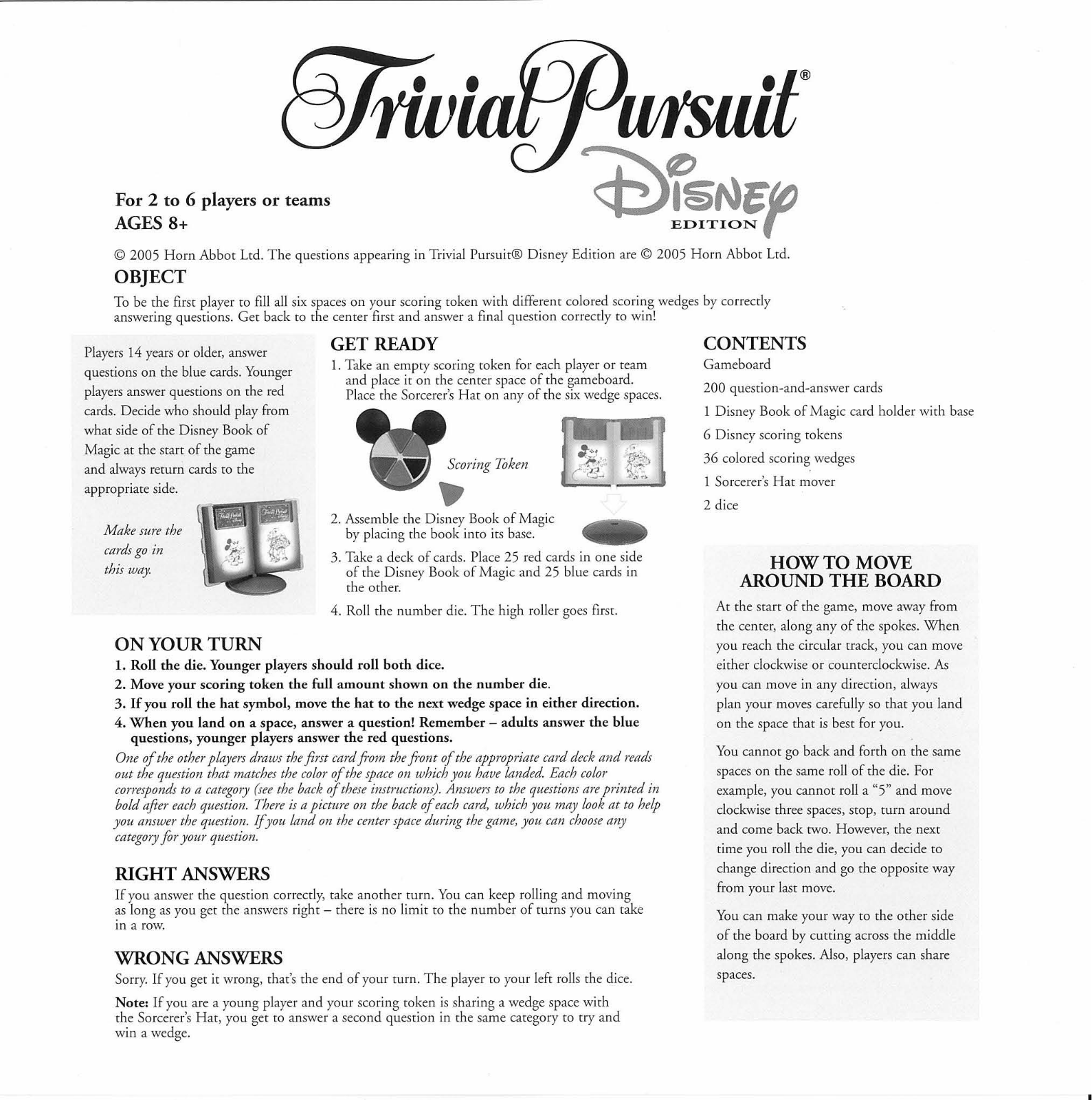 HASBRO Trivial Pursuit Disney Edition Sorcerer Hat Token User Manual