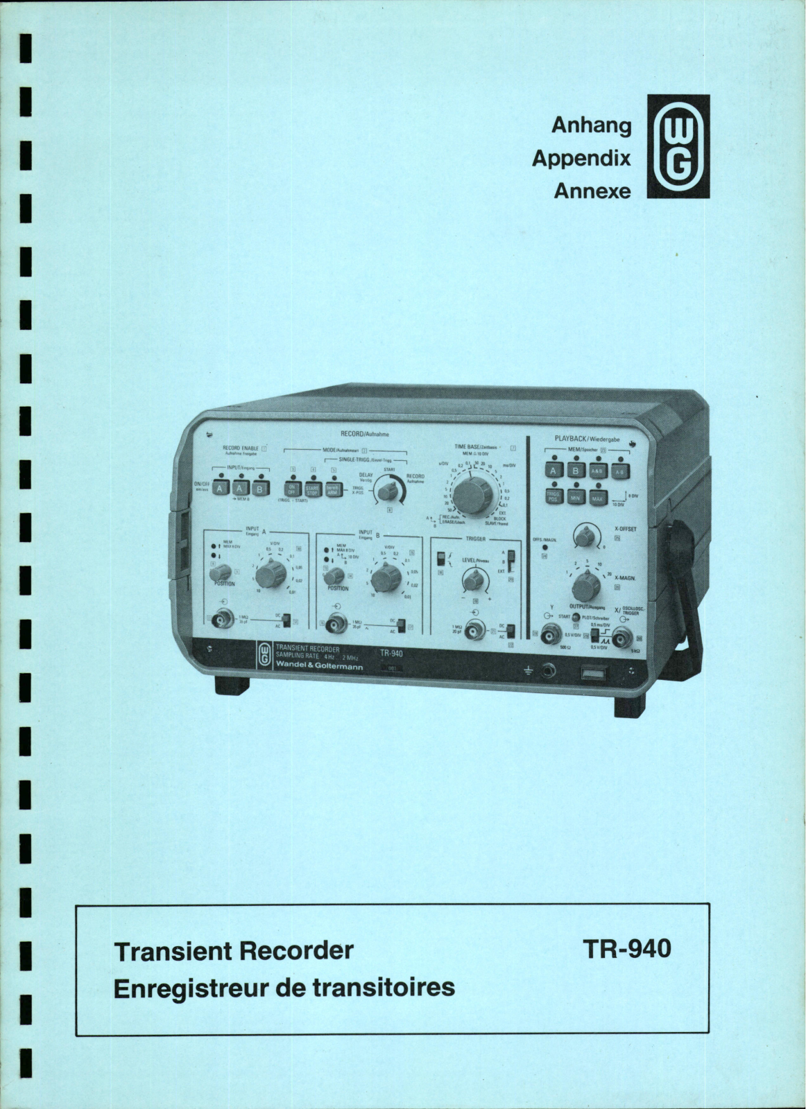 Wandel & Goltermann TR-940 Service manual