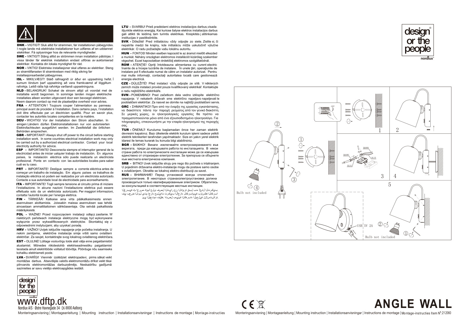 Nordlux ANGLE WALL Installation Instructions - ManualMachine.com