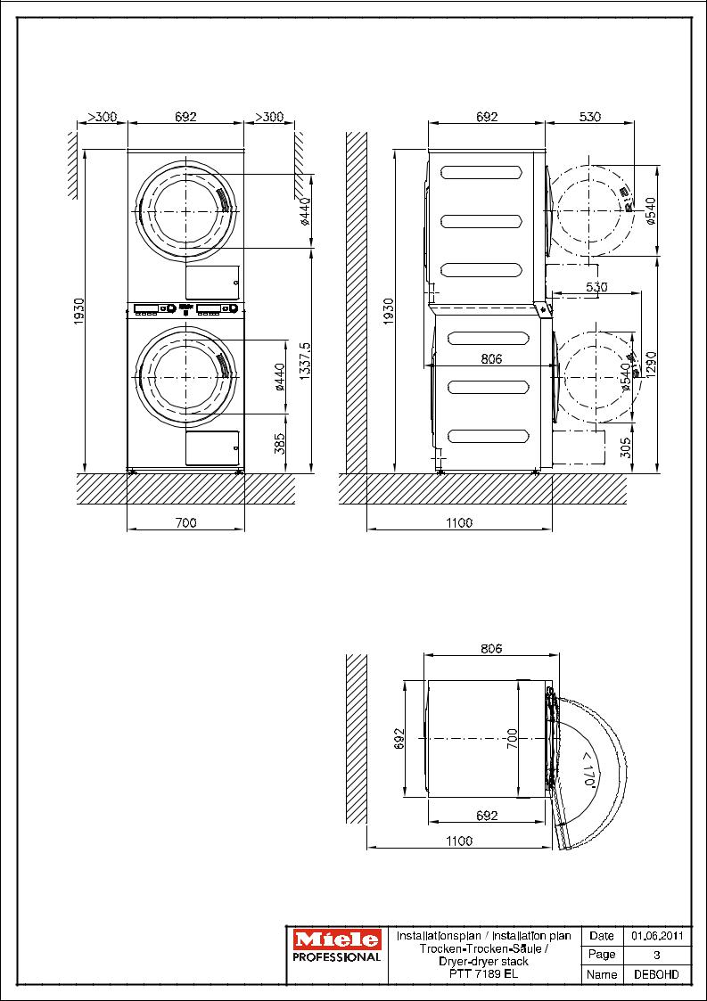 Miele PTT 7189 EL Installation Plan