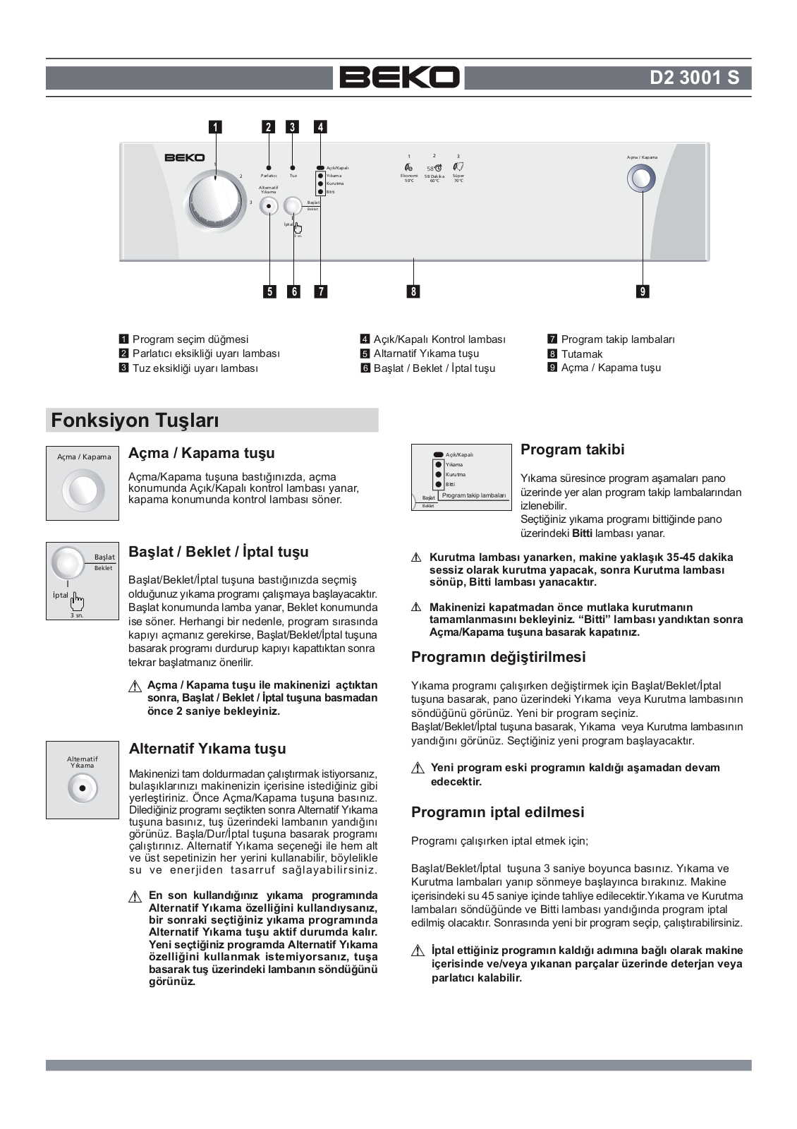 Beko D2 3001 S User Manual