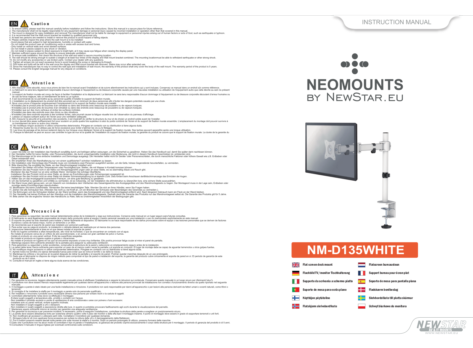 Newstar NM-D135WHITE User Manual