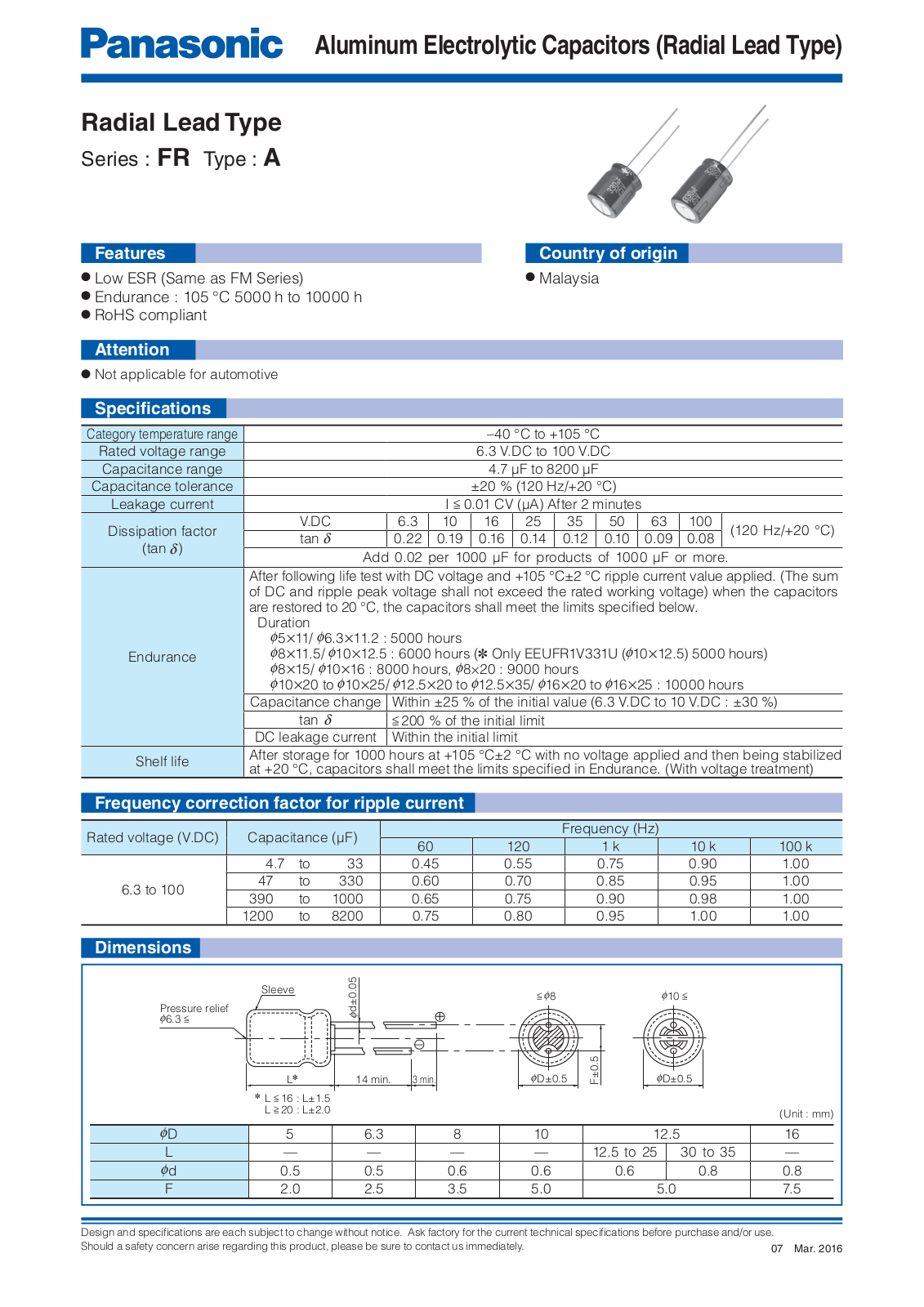 Datasheet FR series Specification - ManualMachine.com