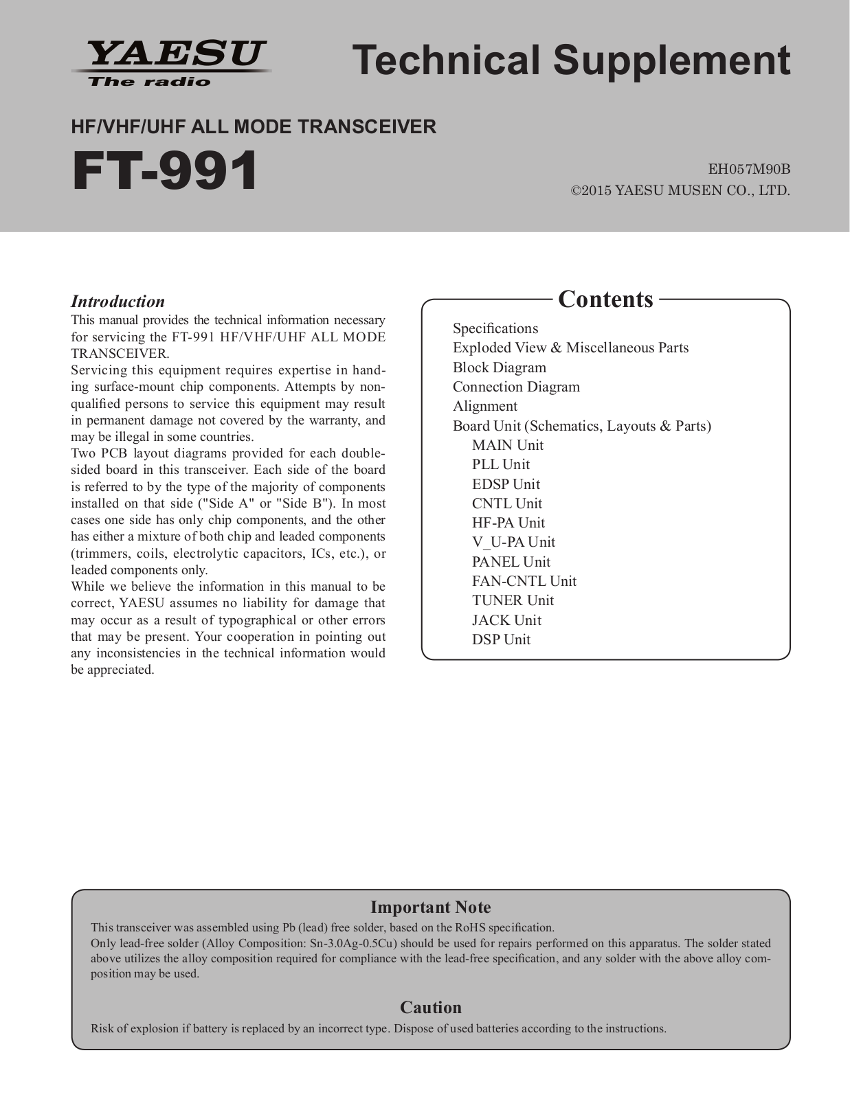 Yaesu FT-991 Service Manual