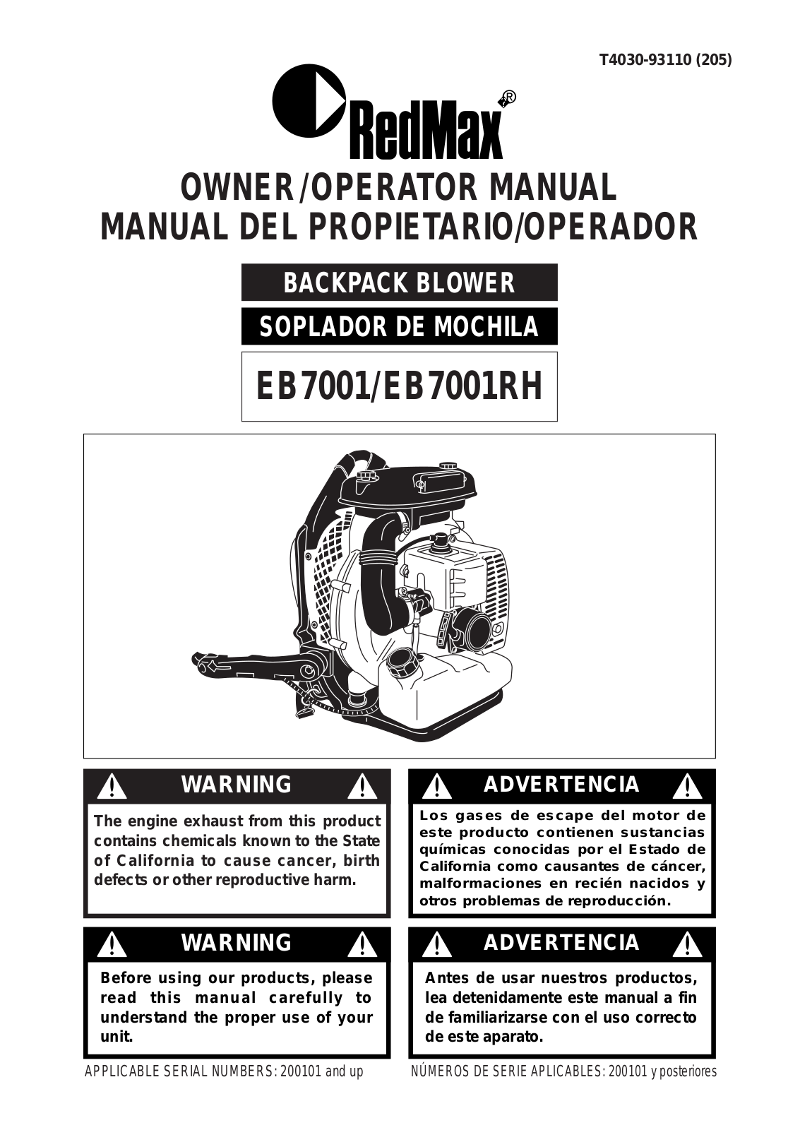 RedMax EB7001RH, EB7001 User Manual