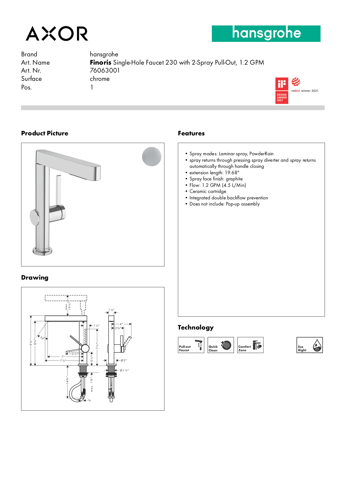 Hansgrohe GCDC1958 Specifications - ManualMachine.com