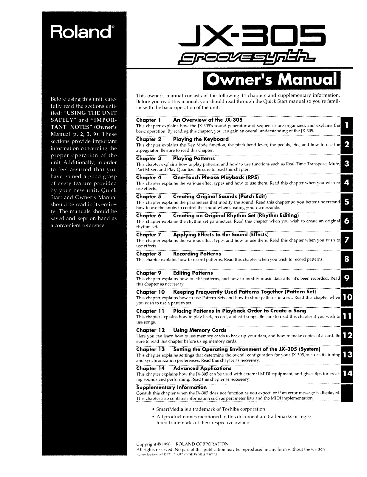 Roland Corporation JX-305 Owner's Manual