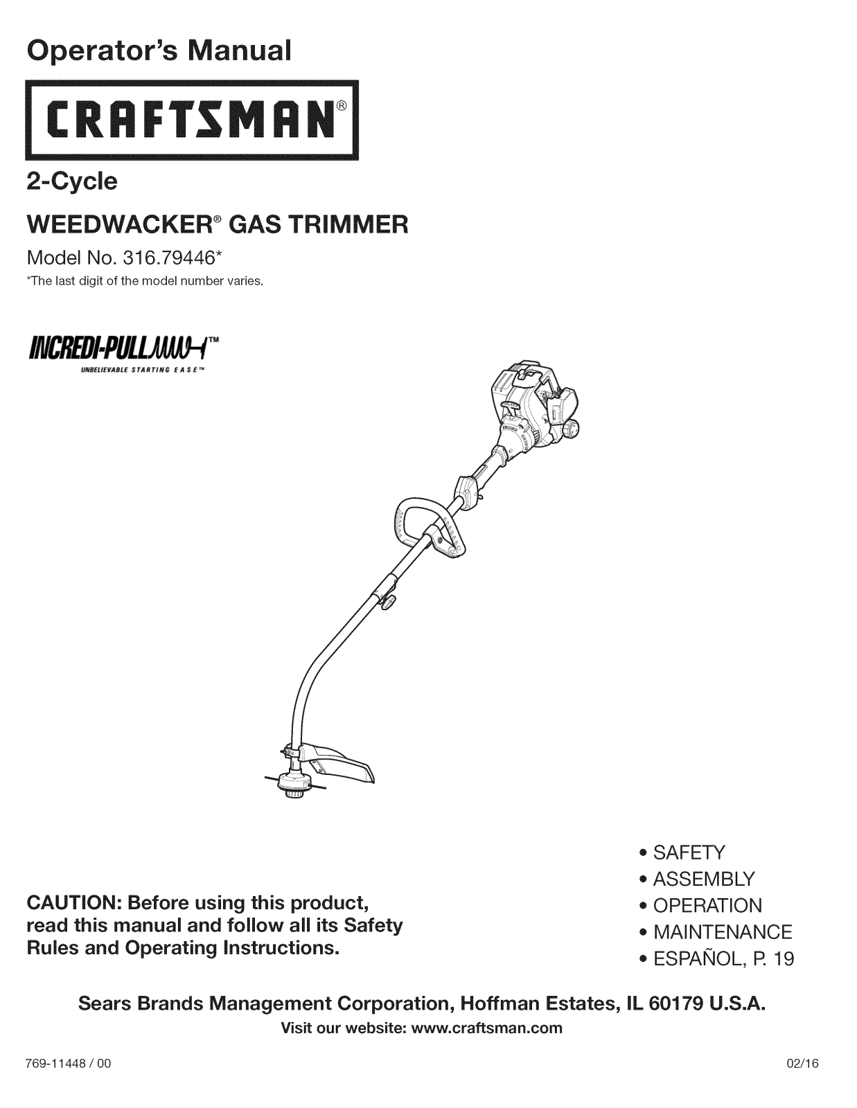 Craftsman 316794460 Owner’s Manual