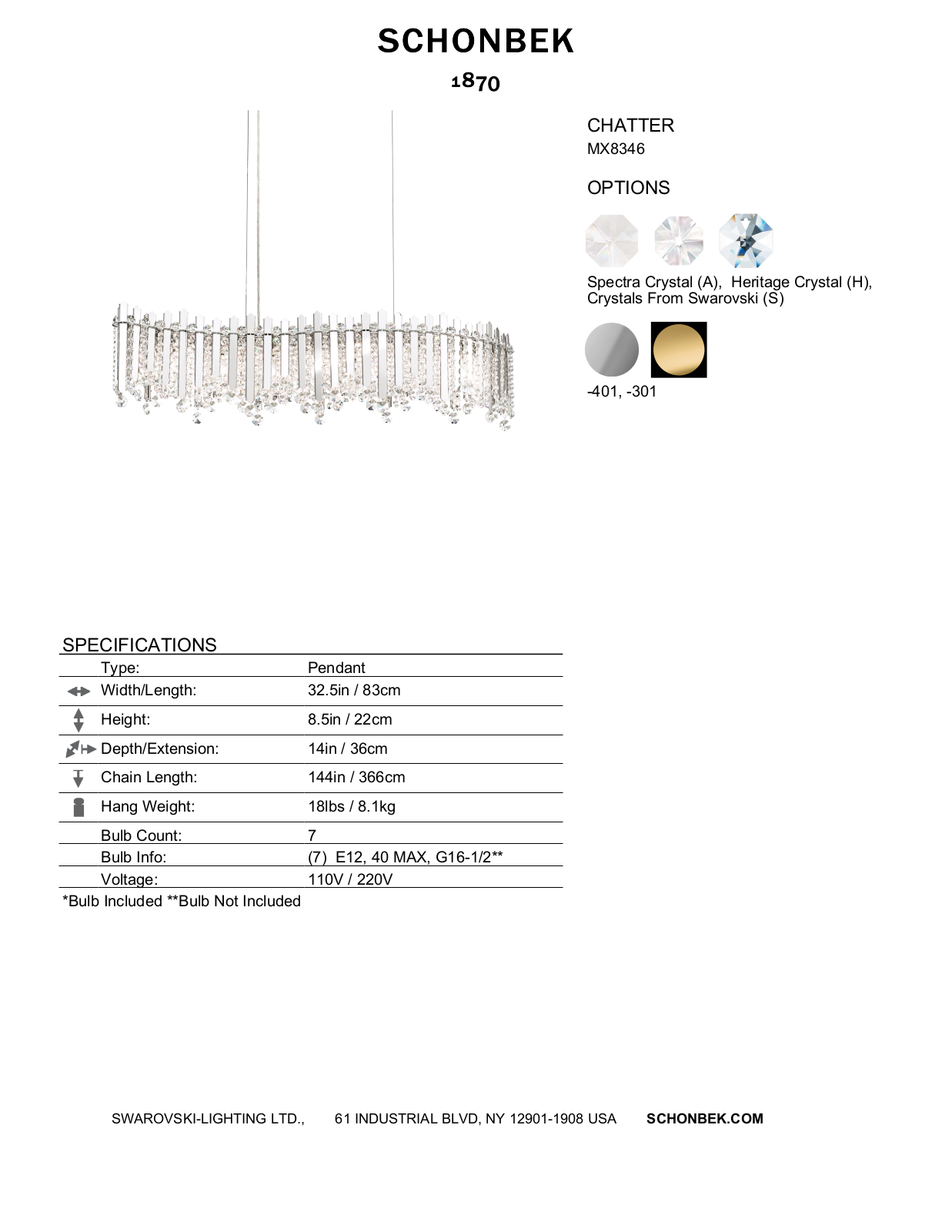 Schonbek SOC10322 Specifications - ManualMachine.com