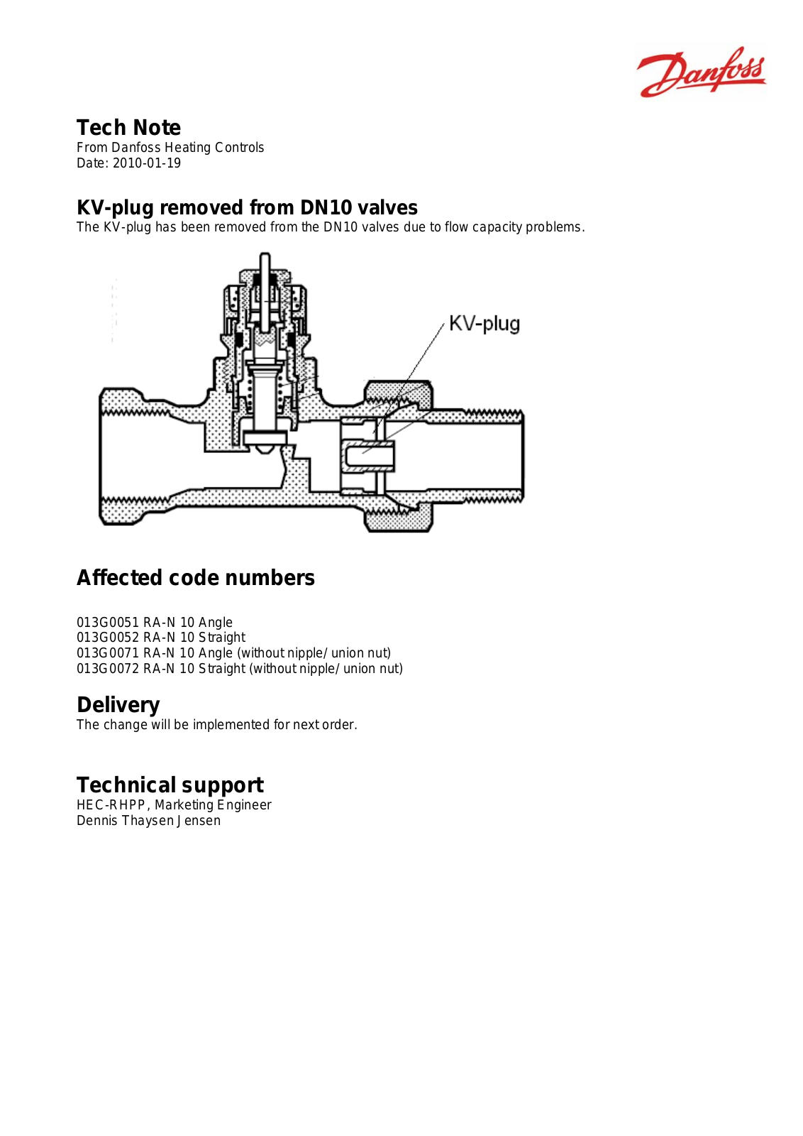 Danfoss KV-plug Fact sheet