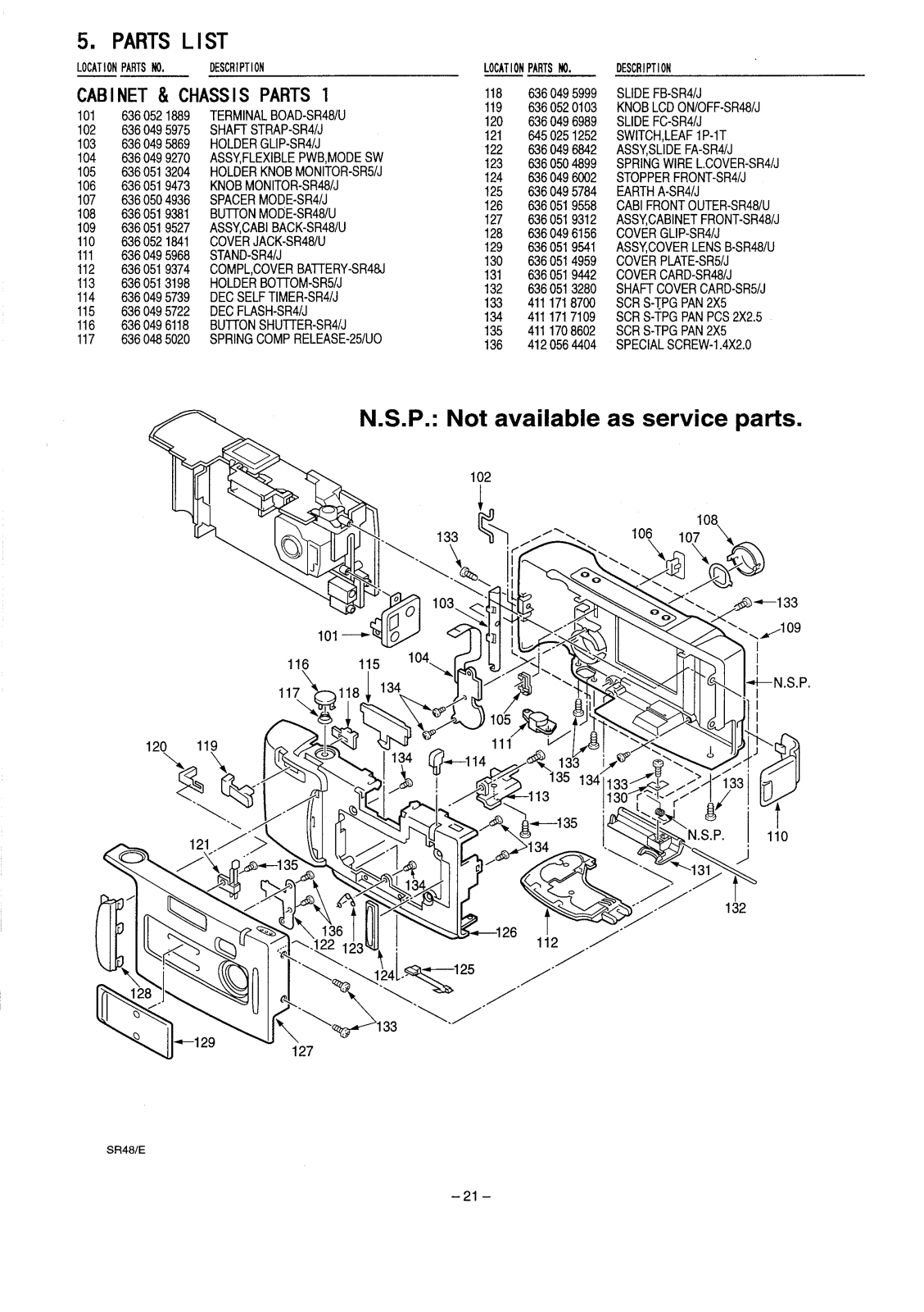 SANYO VPC-G210EX, VPC-G210E PARTS LIST