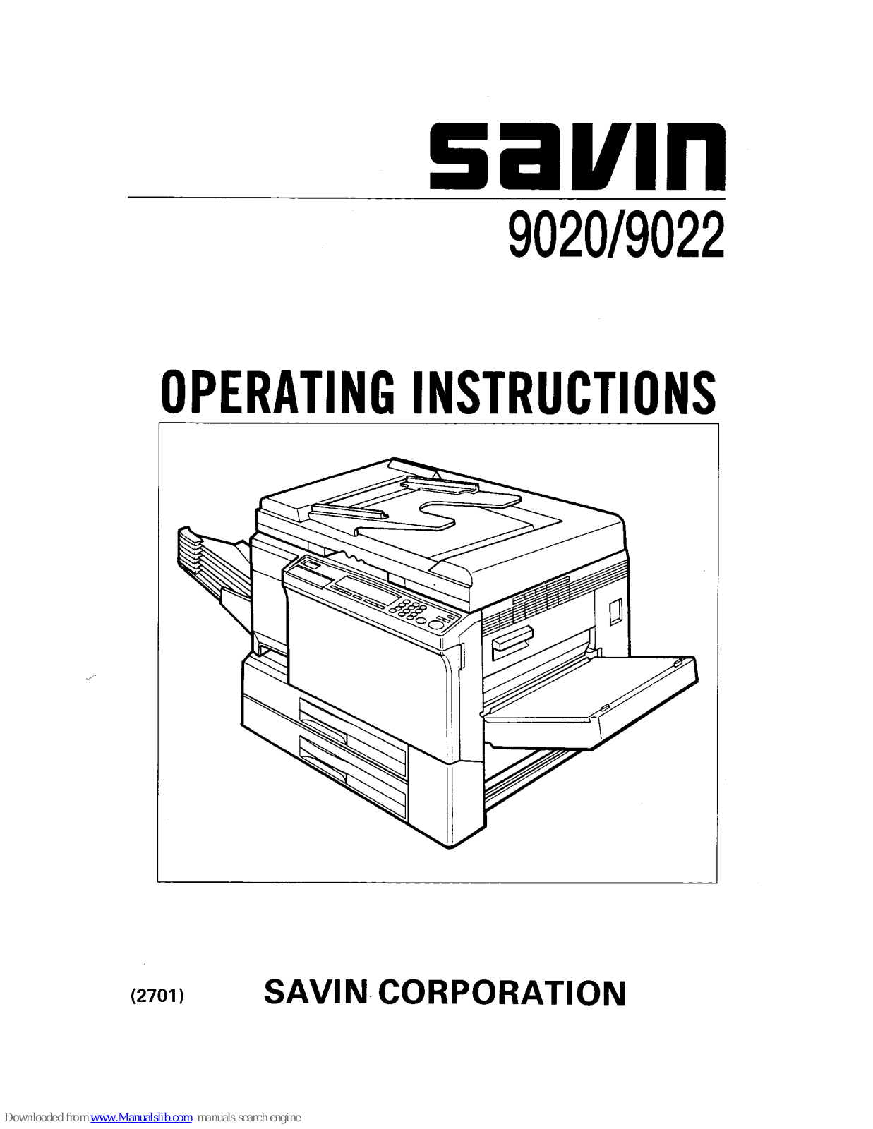 Savin 9020,9022 Operating Instructions Manual