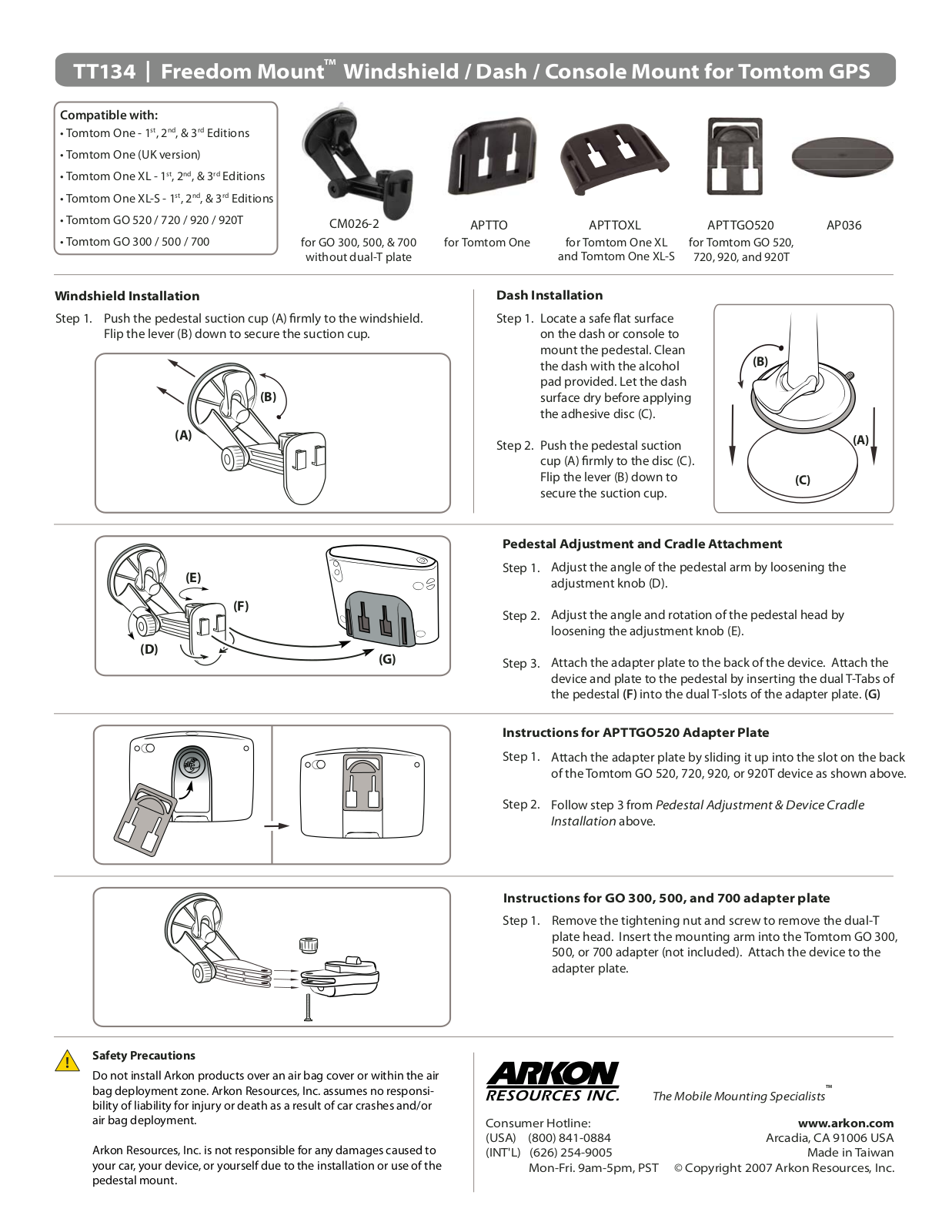 Arkon TT134 User Manual