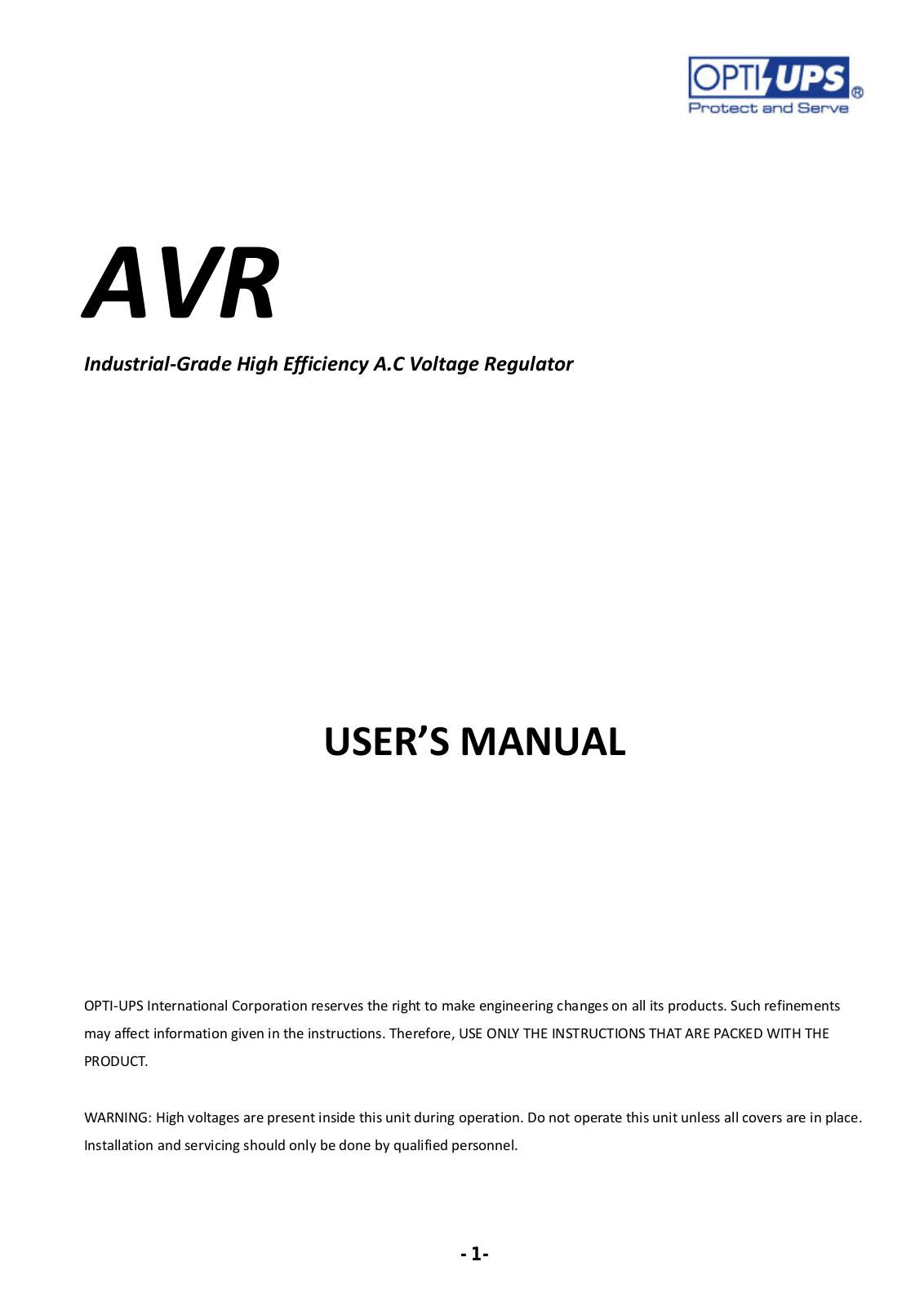 OPTI-UPS SS20K33 User Manual