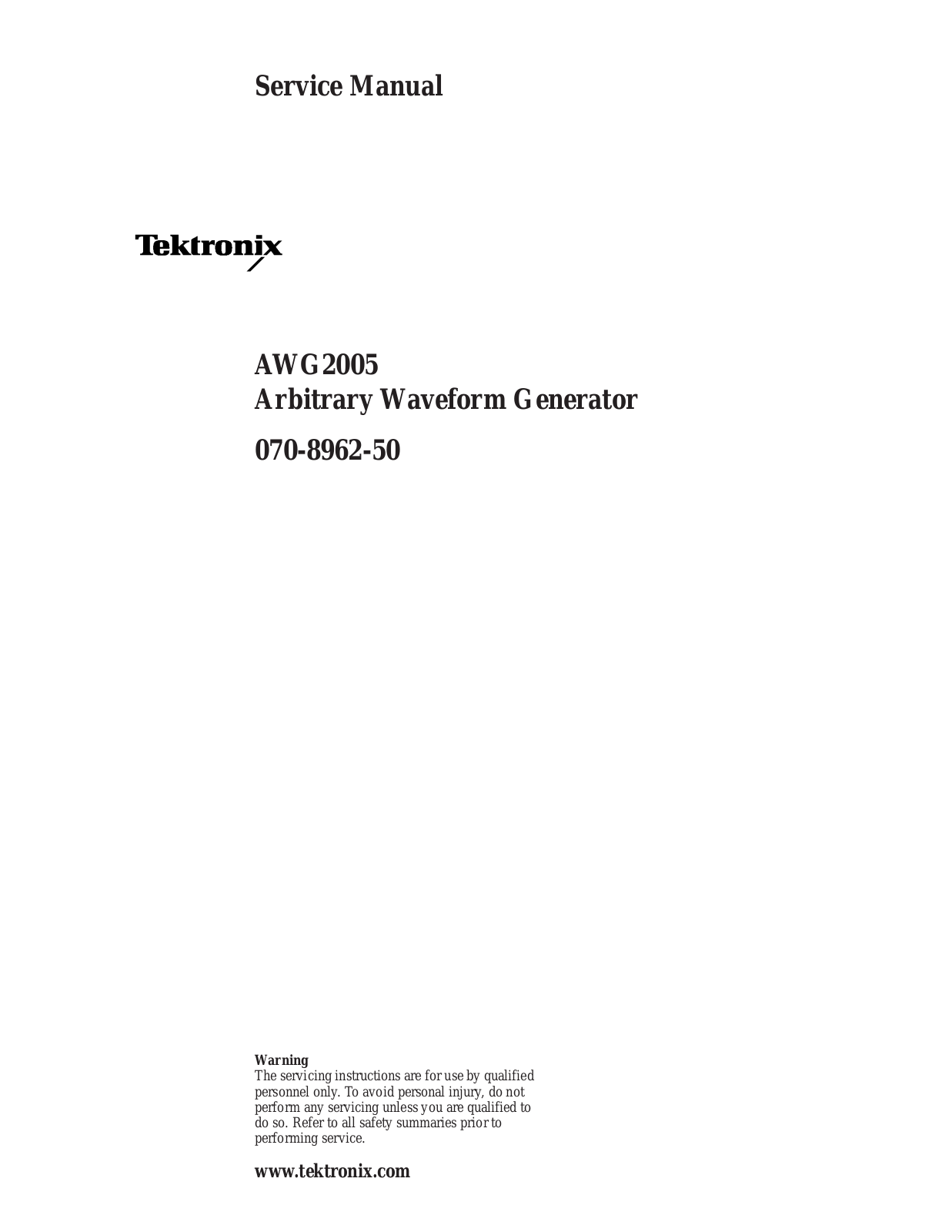 Tektronix AWG2005 User Manual