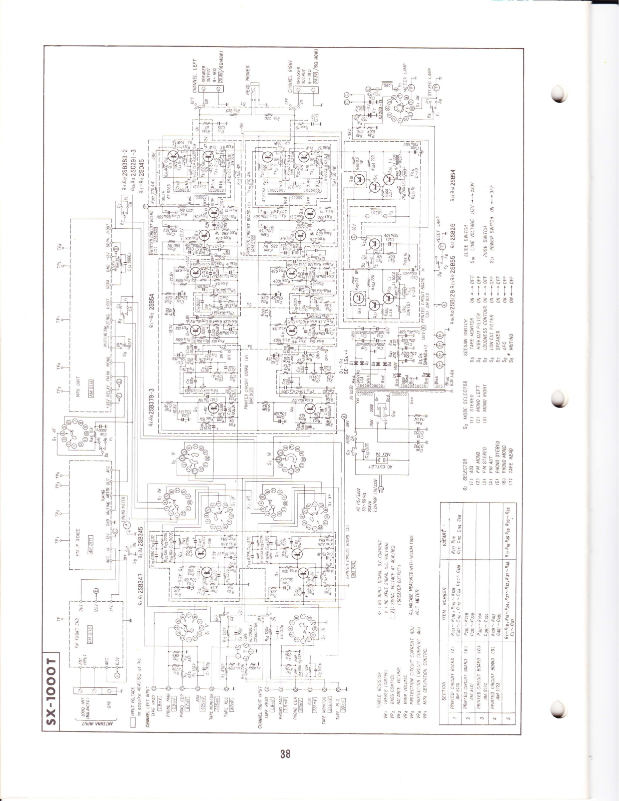 Pioneer SX-1000-T Schematic