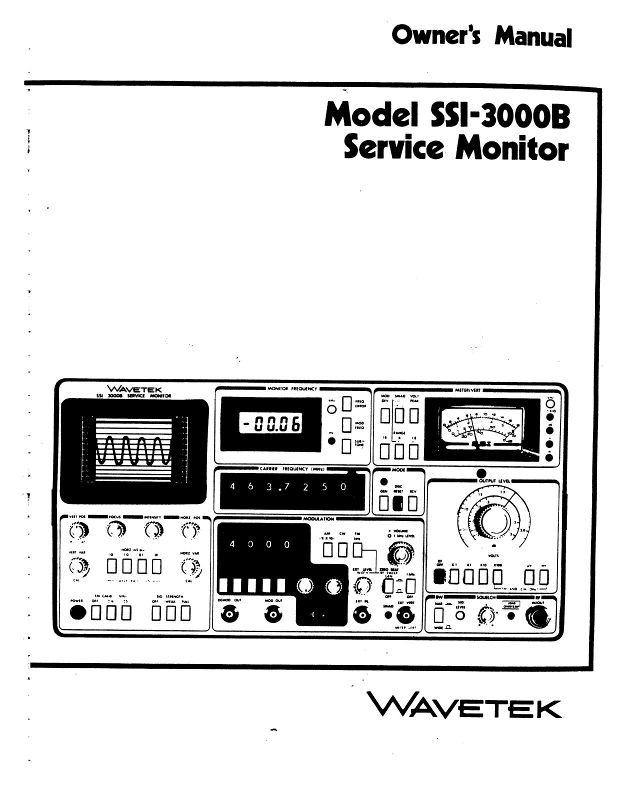 Wavetek SSI-3000B Service manual