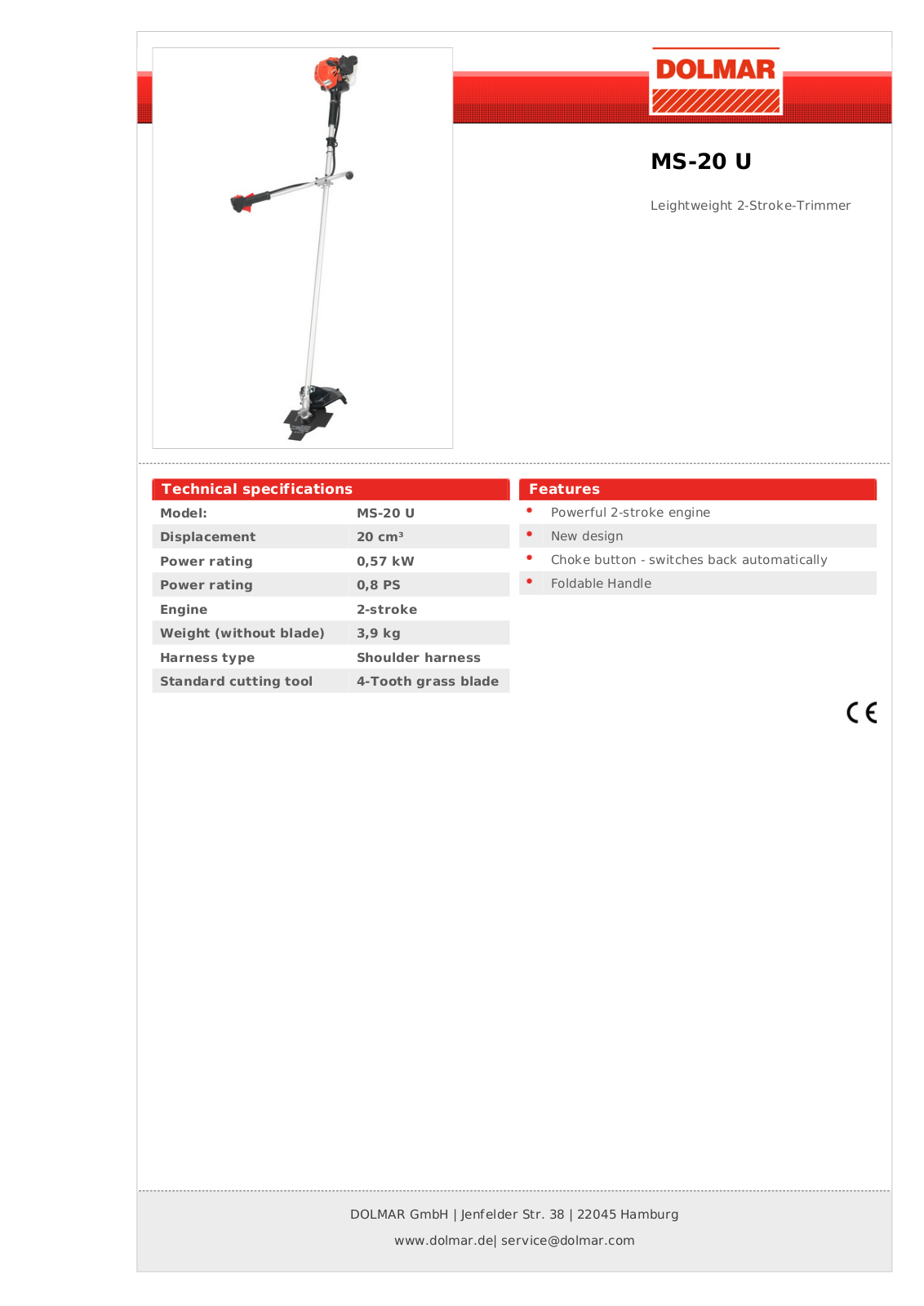 Dolmar MS-20 U Technical specifications