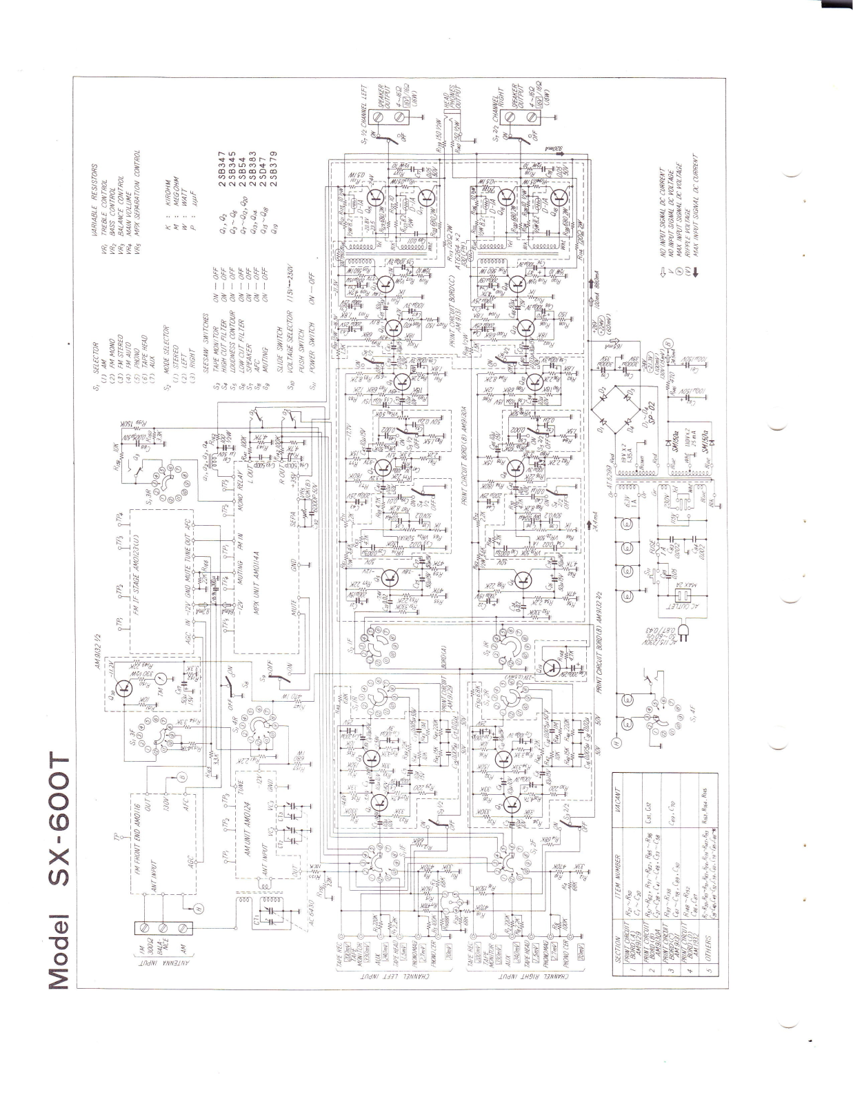 Pioneer SX-600-T Schematic