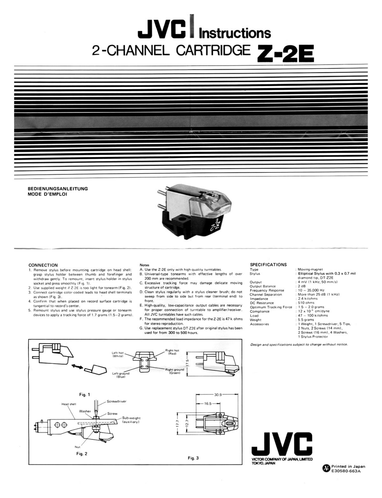 JVC Z-2-E Owners manual