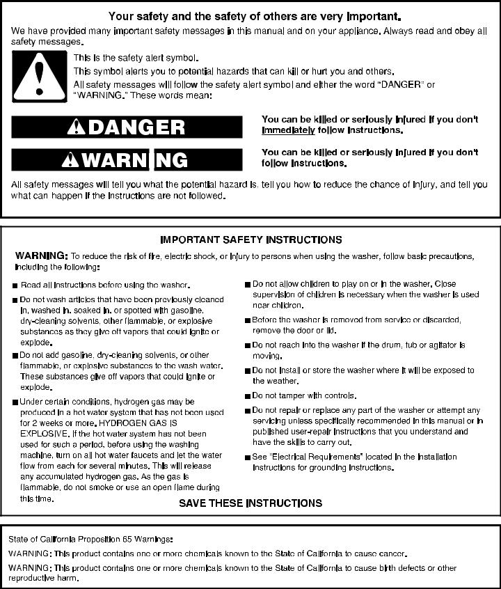 Whirlpool WTW4700YQ, WTW4750YQ, WTW4820XQ, WTW4900XQ, WTW4900XW Owner's Manual