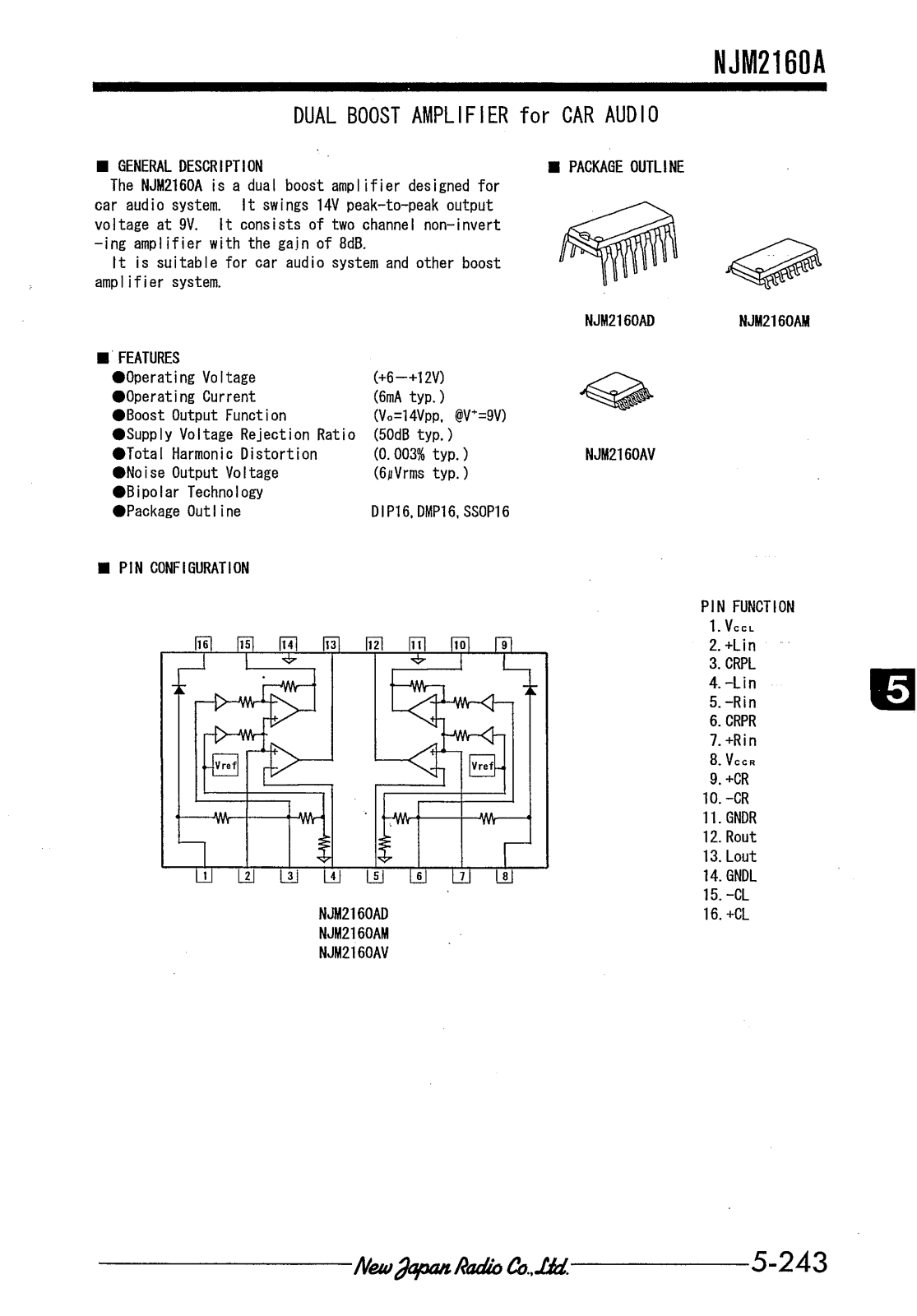 JRC NJM2160AD, NJM2160AM, NJM2160AV Datasheet