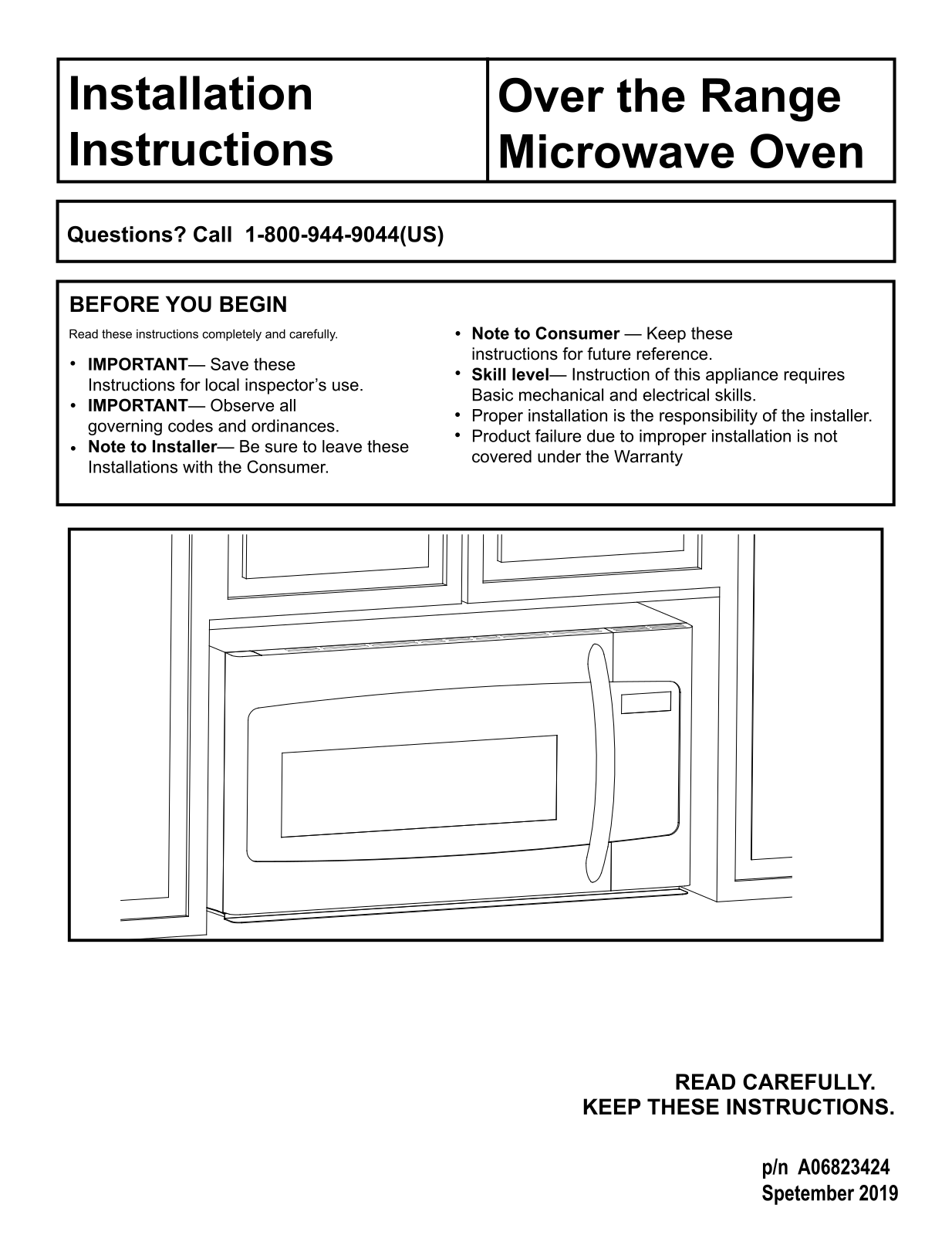 Frigidaire FFMV1845VS Installation Manual