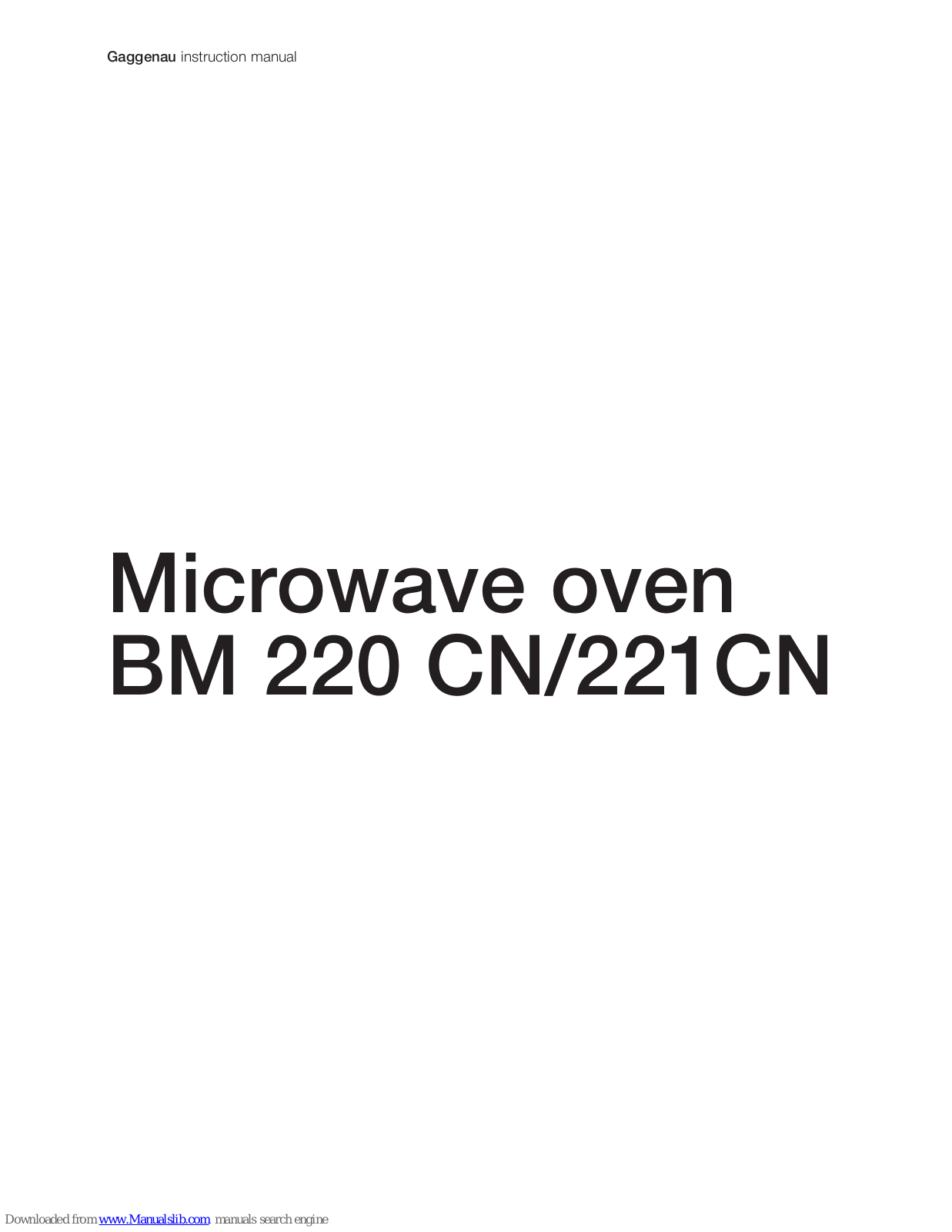 Gaggenau BM 220 CN/221 CN User Manual